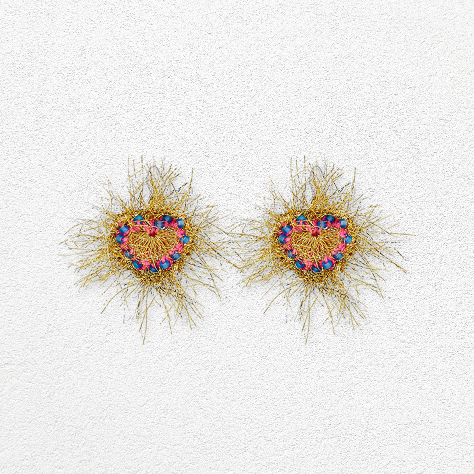 Firework heart crochet earrings - gold