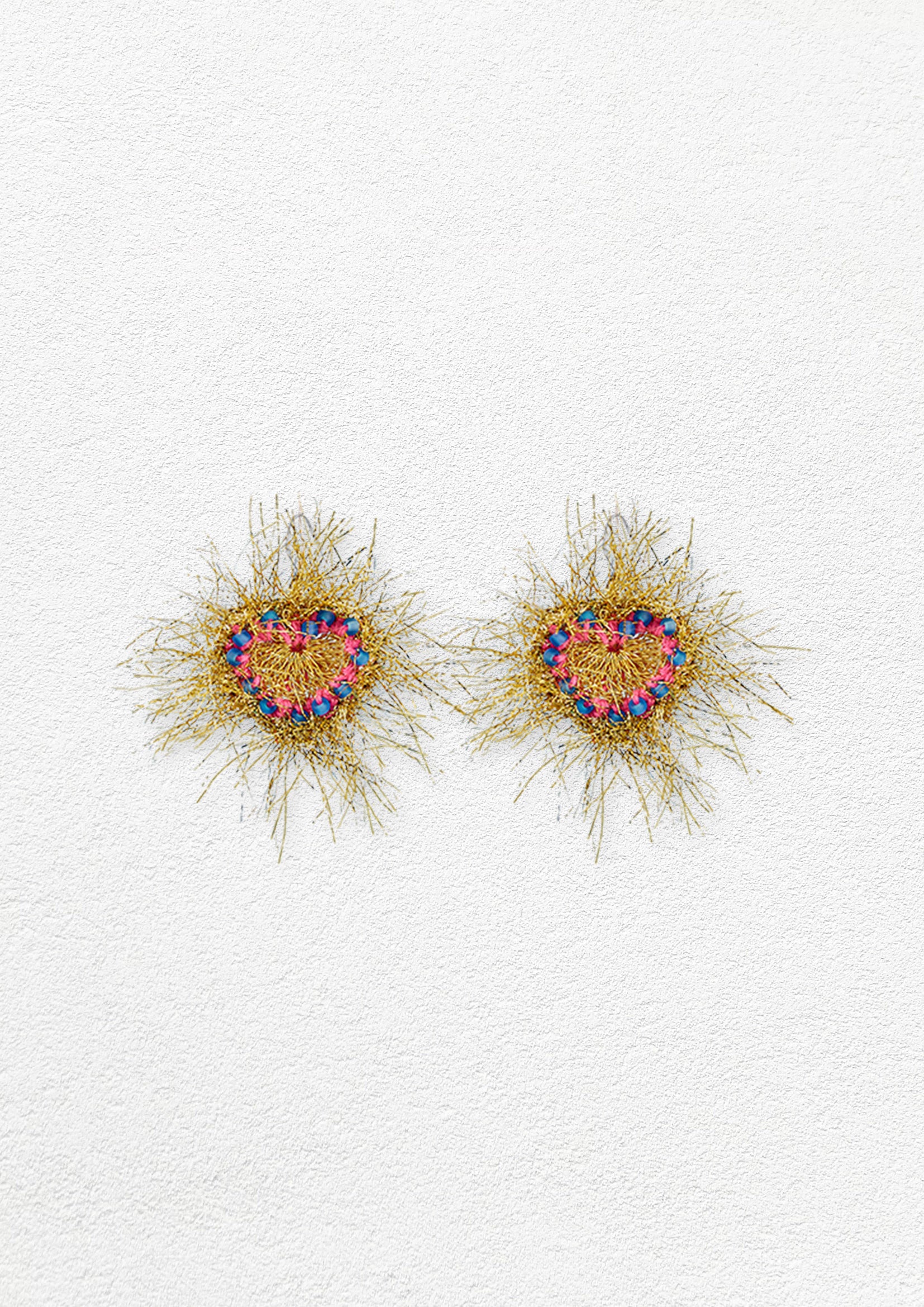 Firework heart crochet earrings - gold