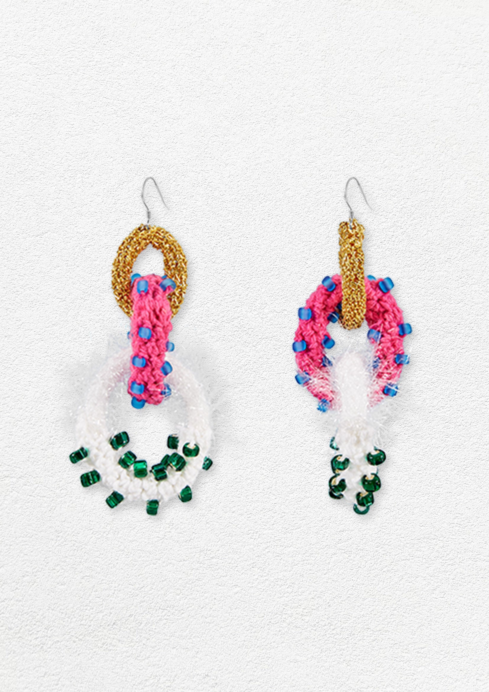 Glitter encircled hoop crochet earrings - multicolour