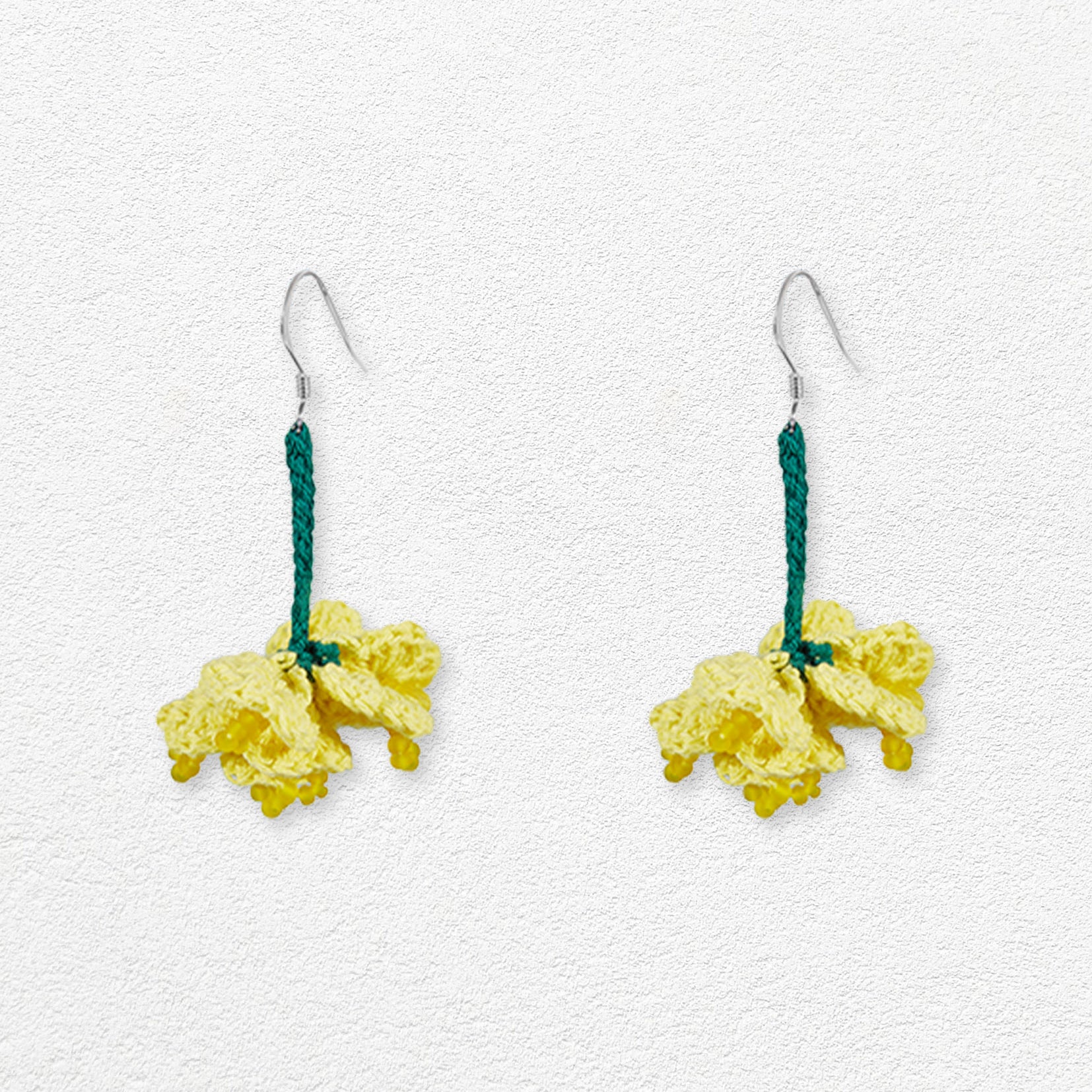 Canola flower crochet earrings - yellow