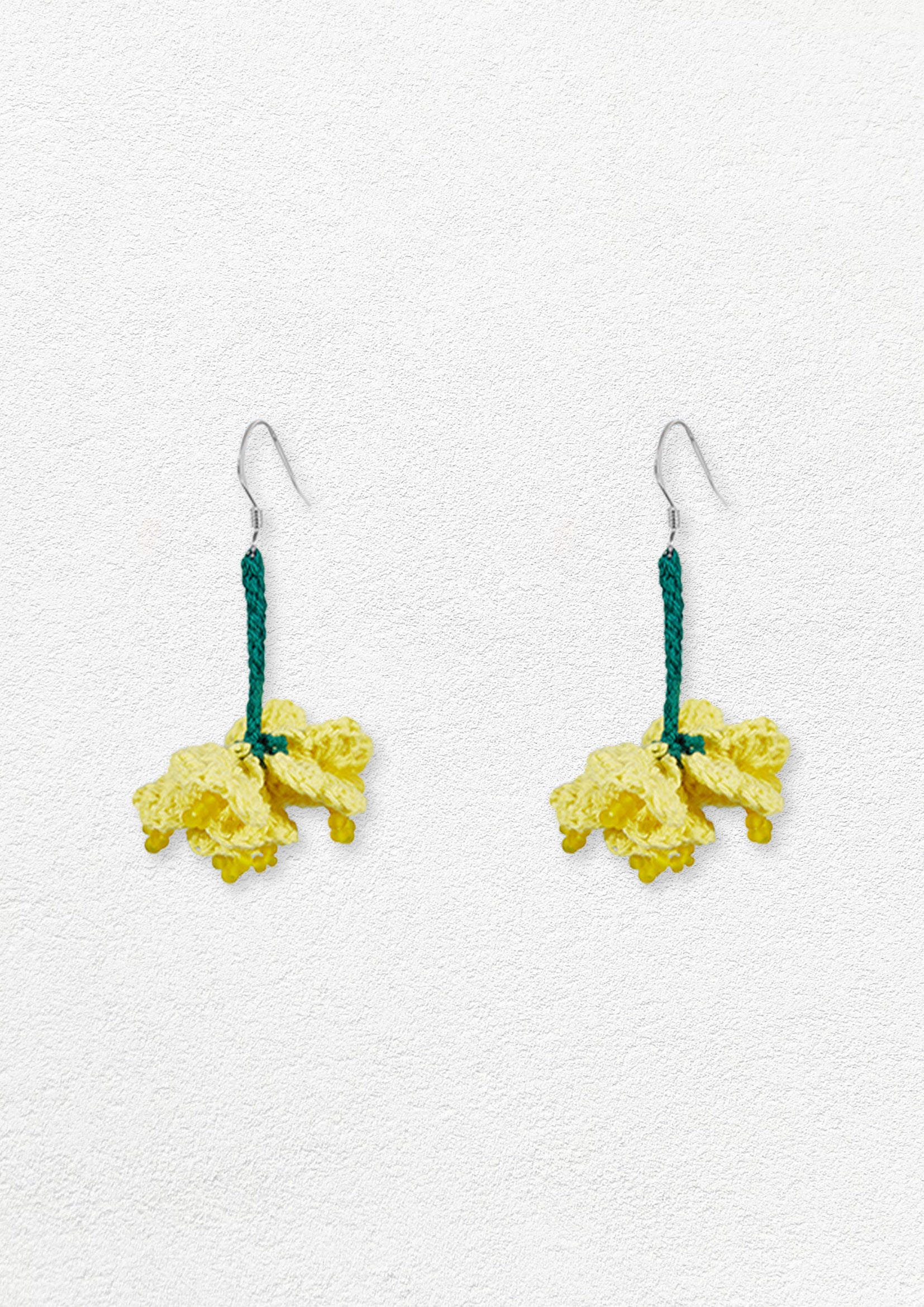 Canola flower crochet earrings - yellow