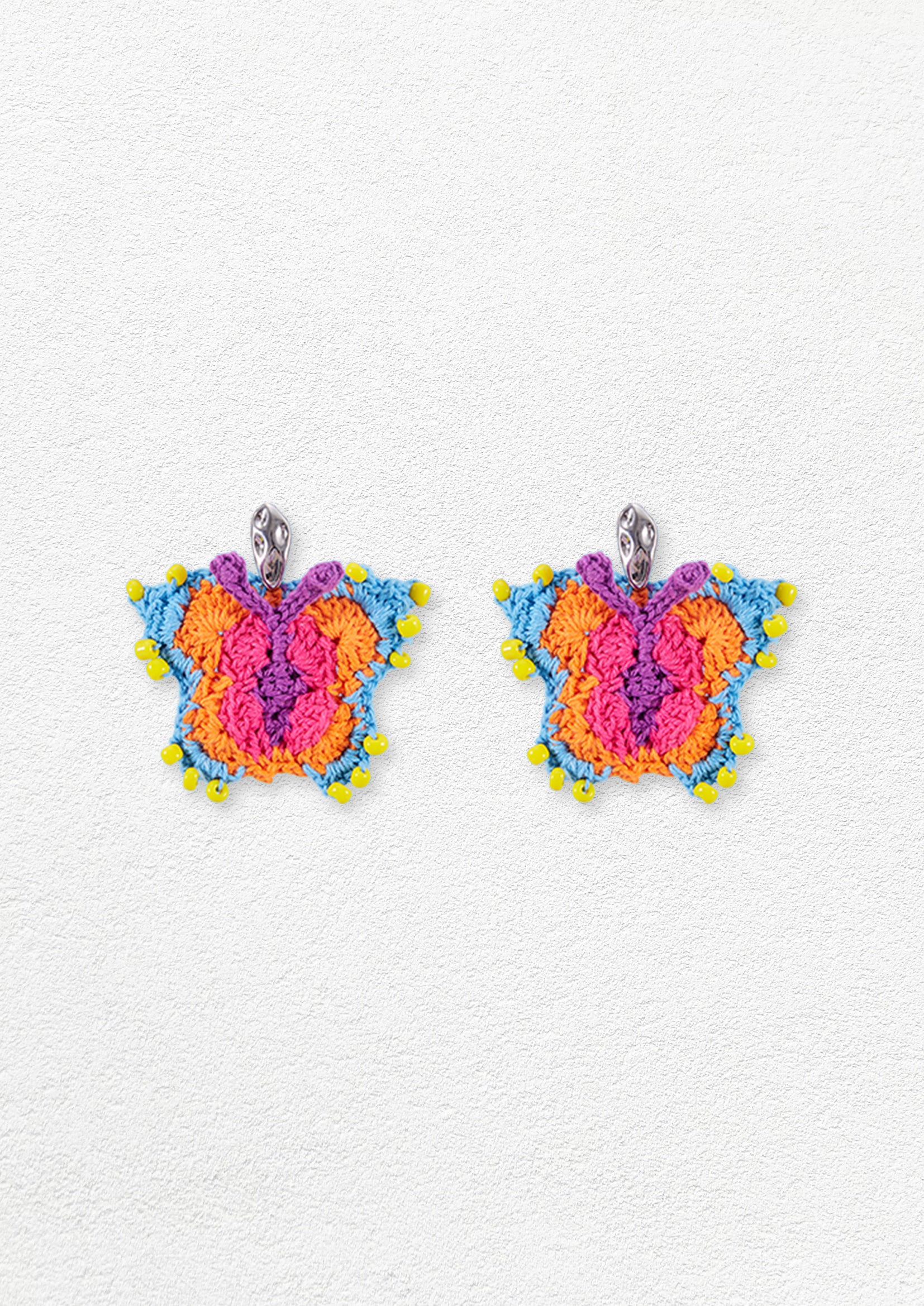 Butterfly crochet earrings - multicolour