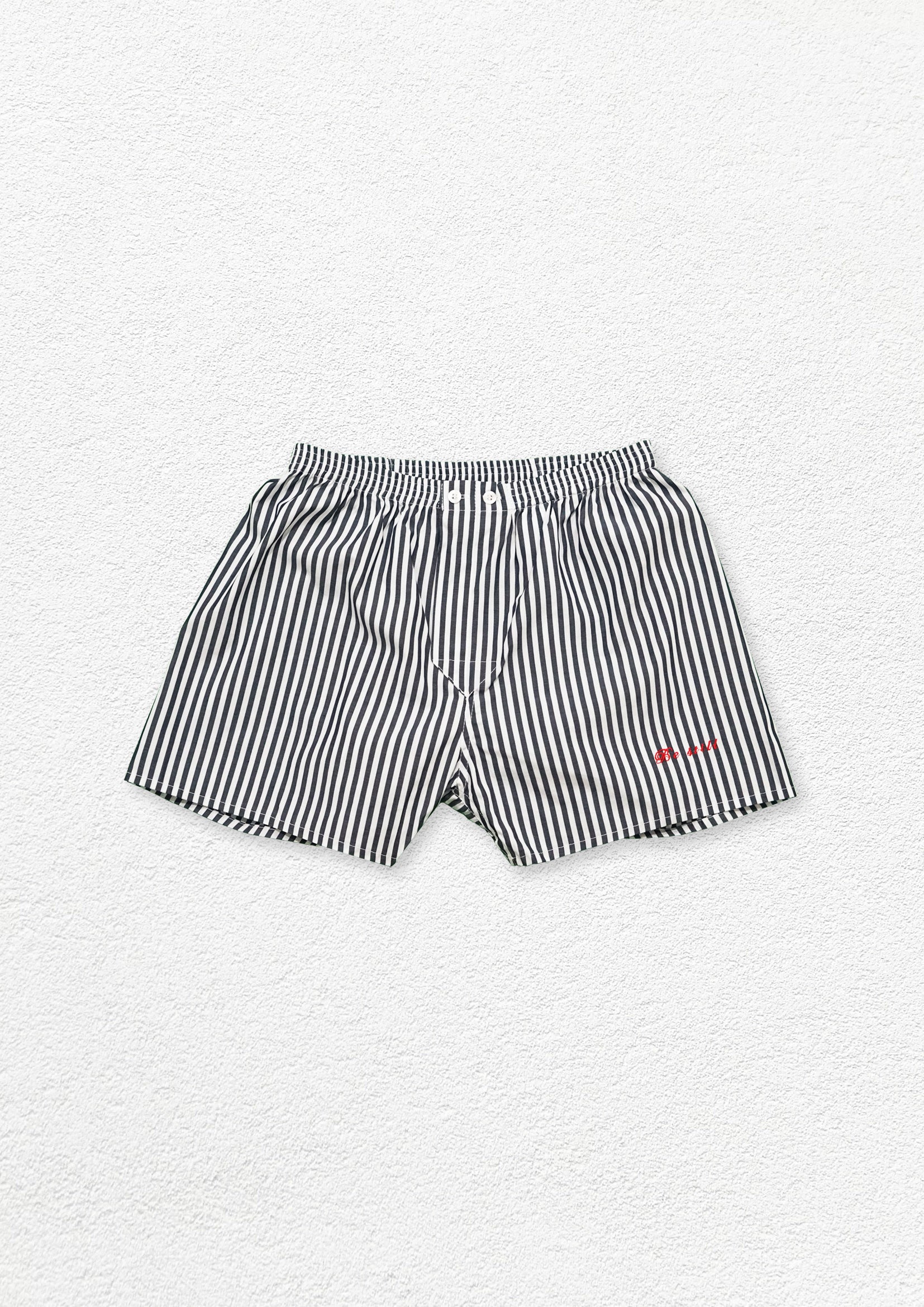 Unisex striped boxer shorts underwear - black