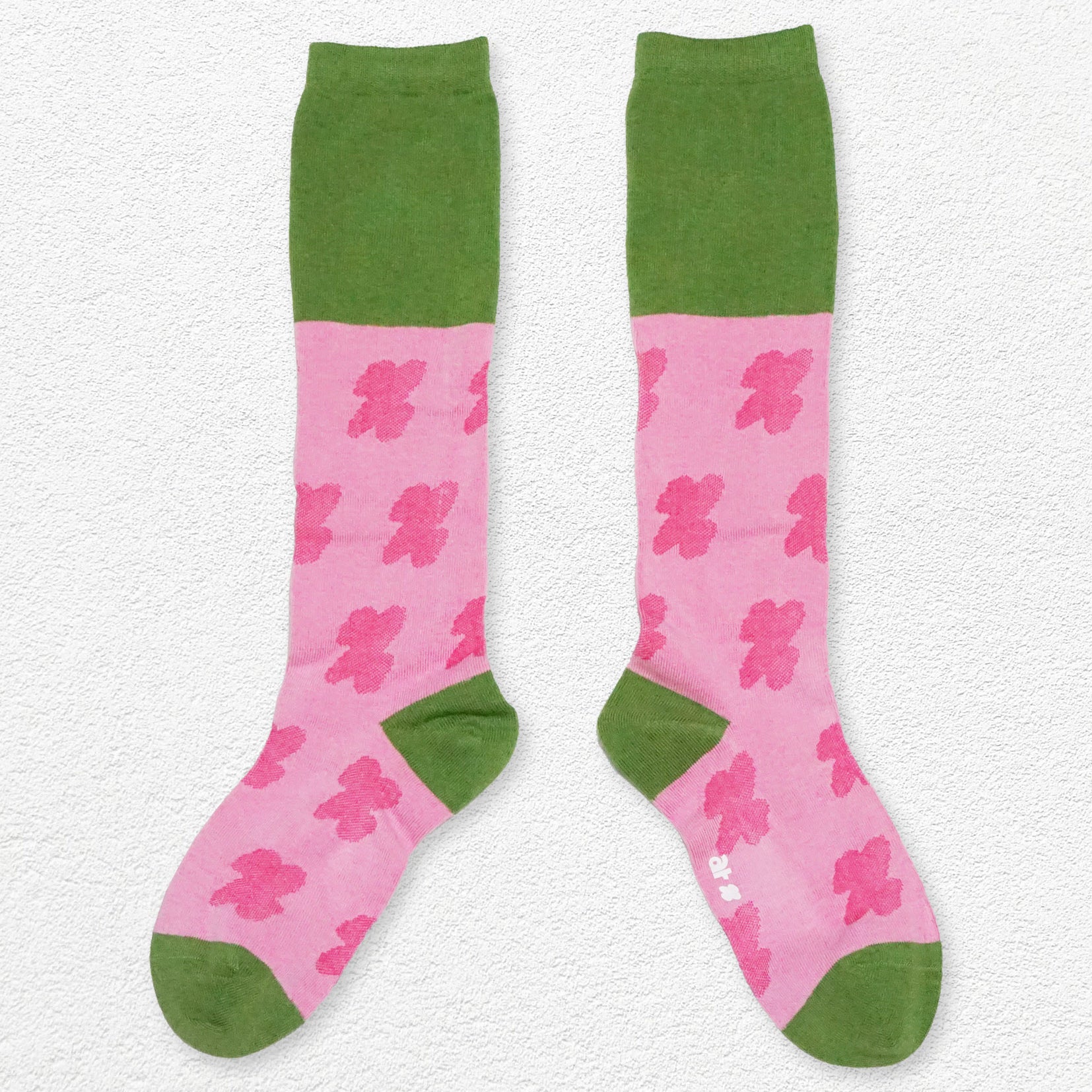 Floral splice over-the-calf sock - cherry blossom