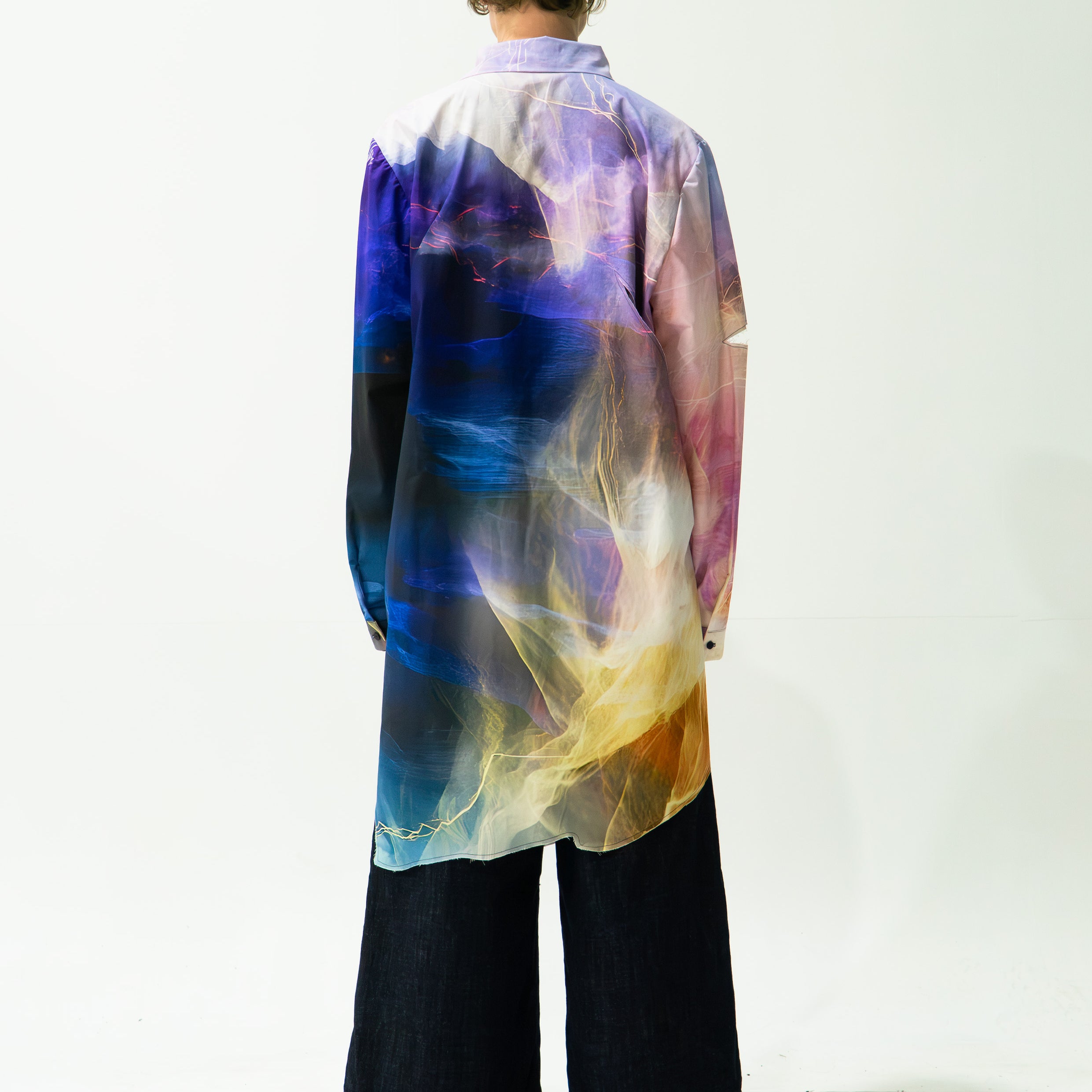 'Thunderstorm' asymmetric shirt - navy