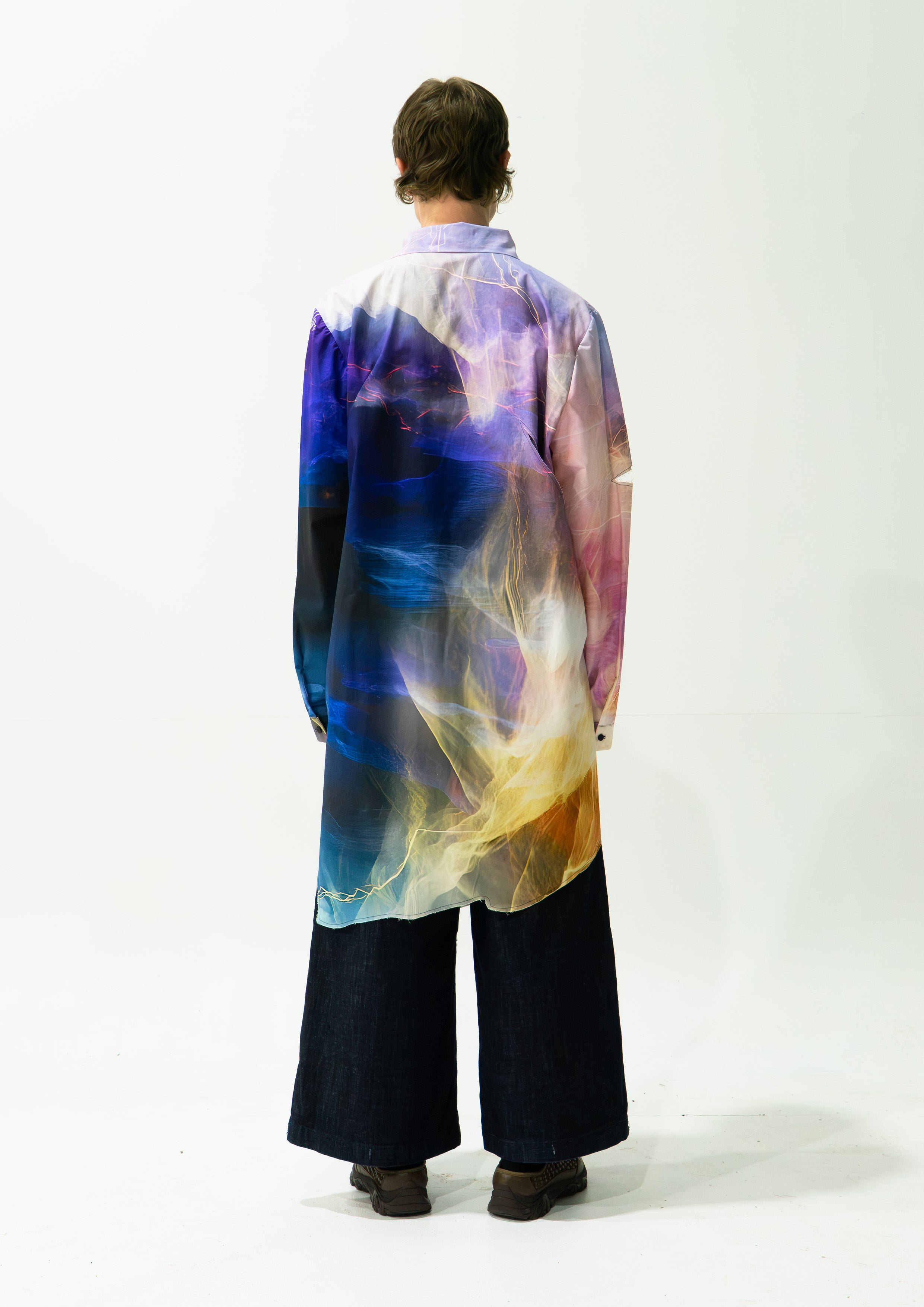 'Thunderstorm' asymmetric shirt - navy