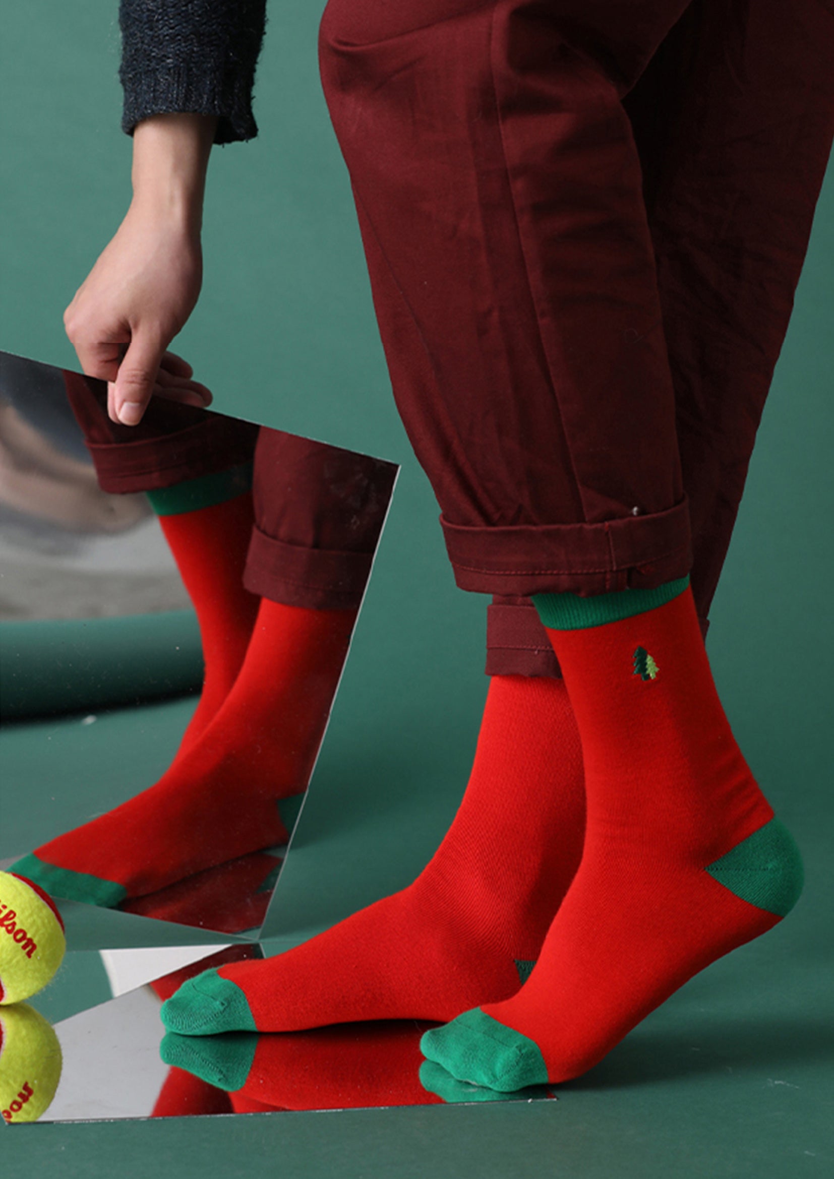 Christmas mid-calf sock - Xmas red