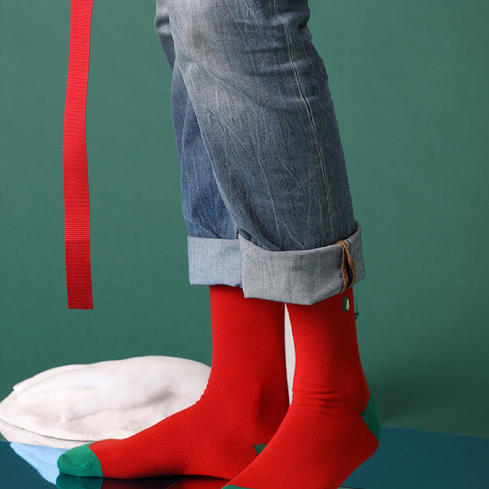Christmas mid-calf sock - Xmas red