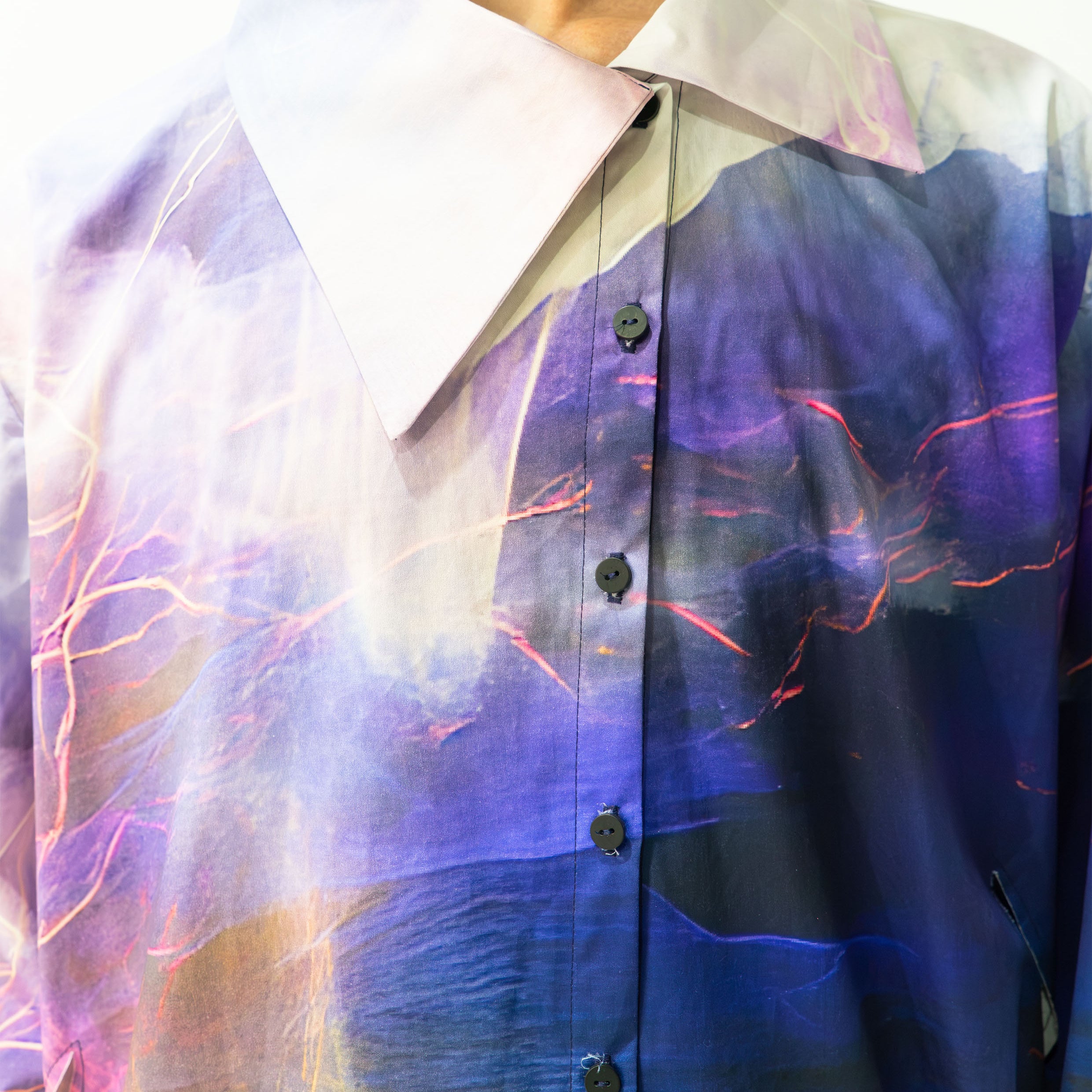 'Thunderstorm' asymmetric shirt - navy