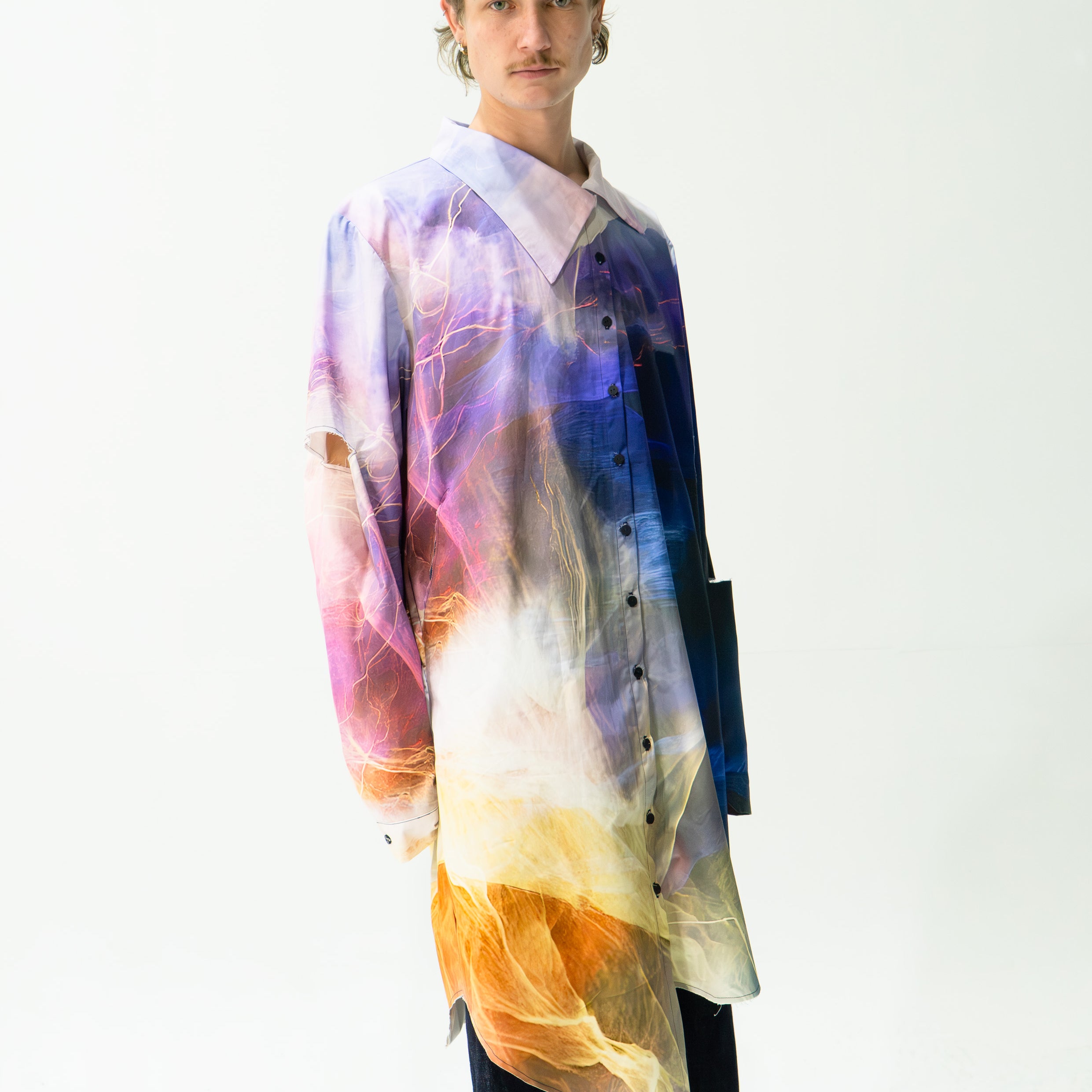 'Thunderstorm' asymmetric shirt - navy