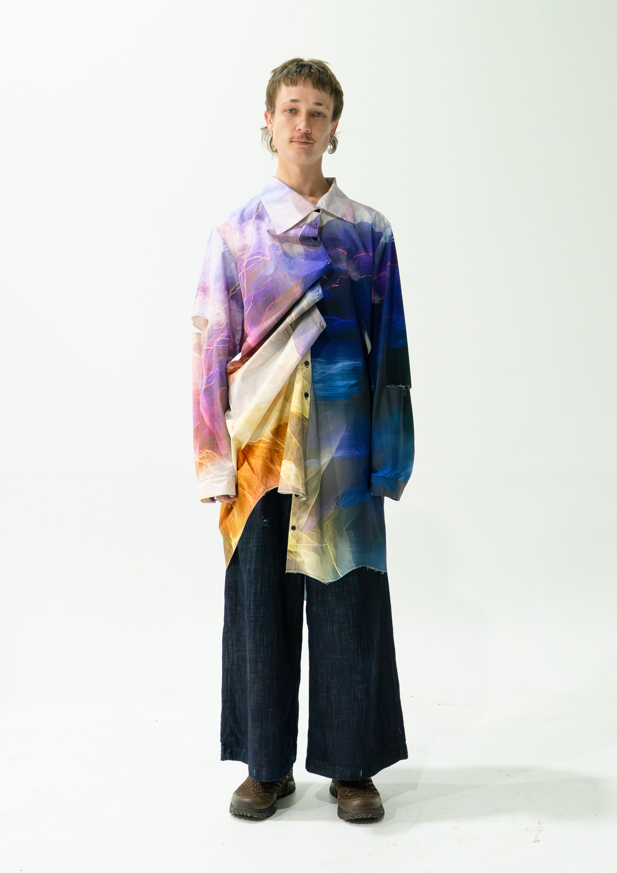'Thunderstorm' asymmetric shirt - navy
