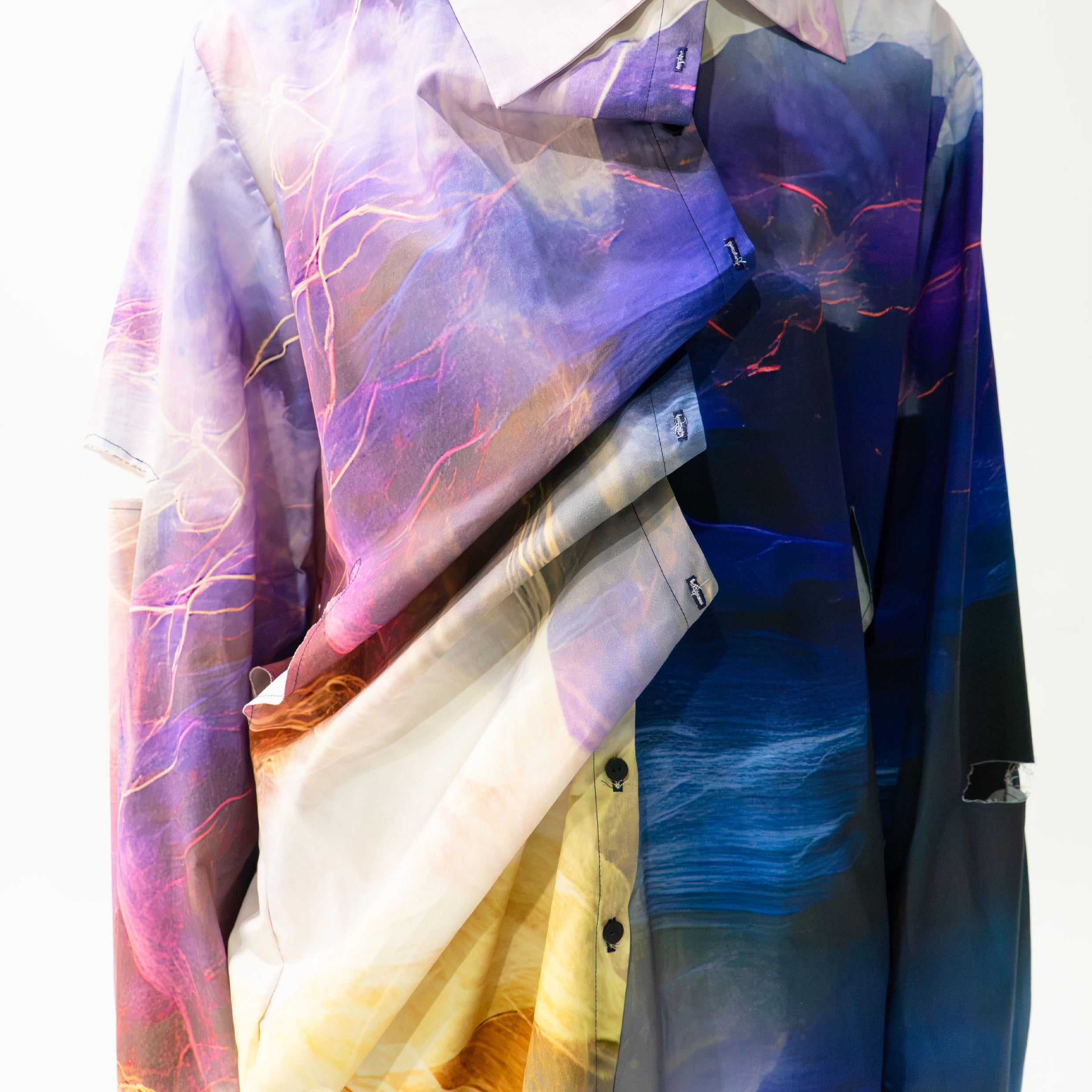 'Thunderstorm' asymmetric shirt - navy