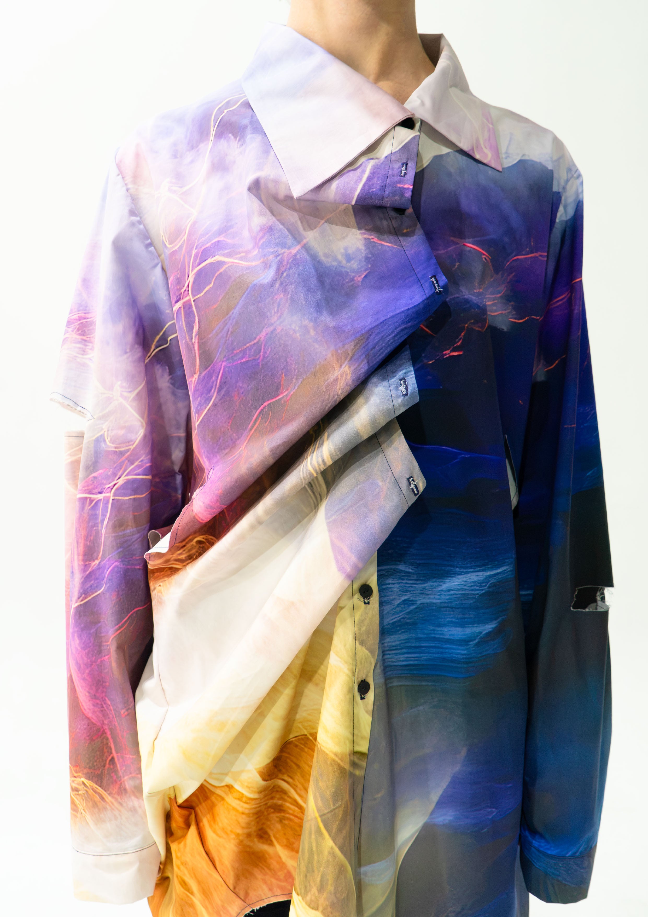 'Thunderstorm' asymmetric shirt - navy