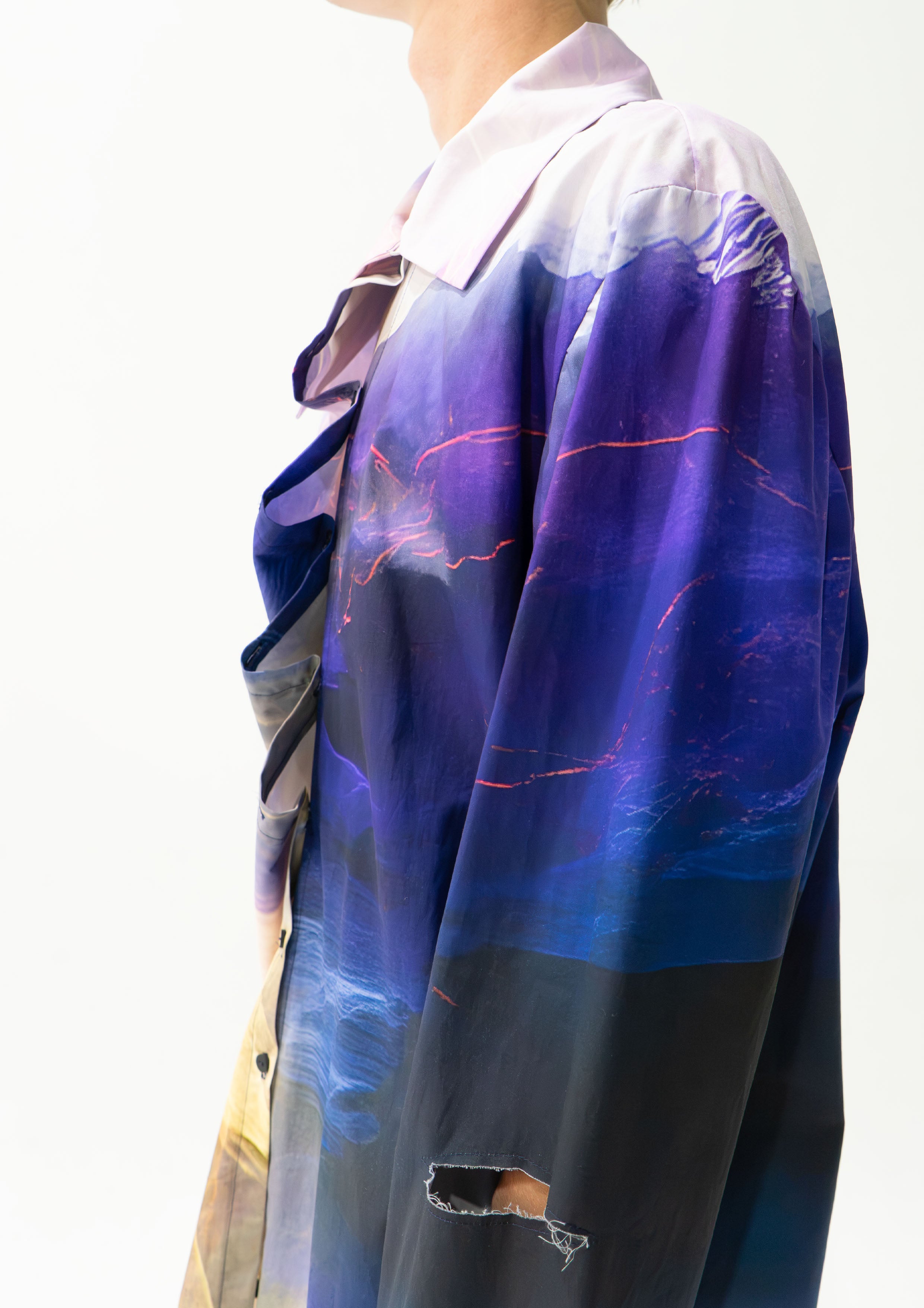 'Thunderstorm' asymmetric shirt - navy
