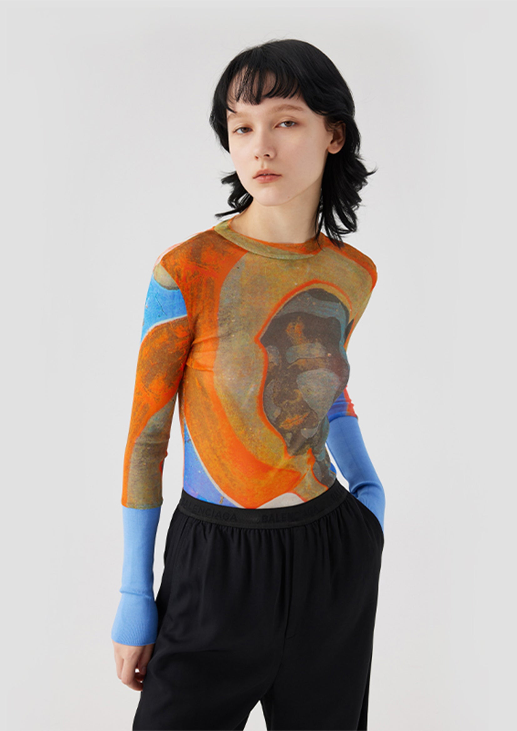Abstractionism see-through mesh top