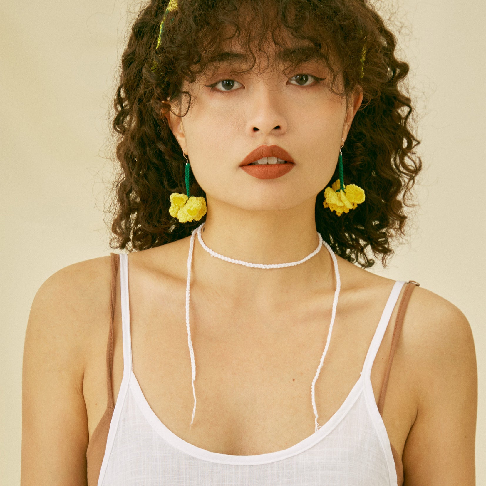 Canola flower crochet earrings - yellow