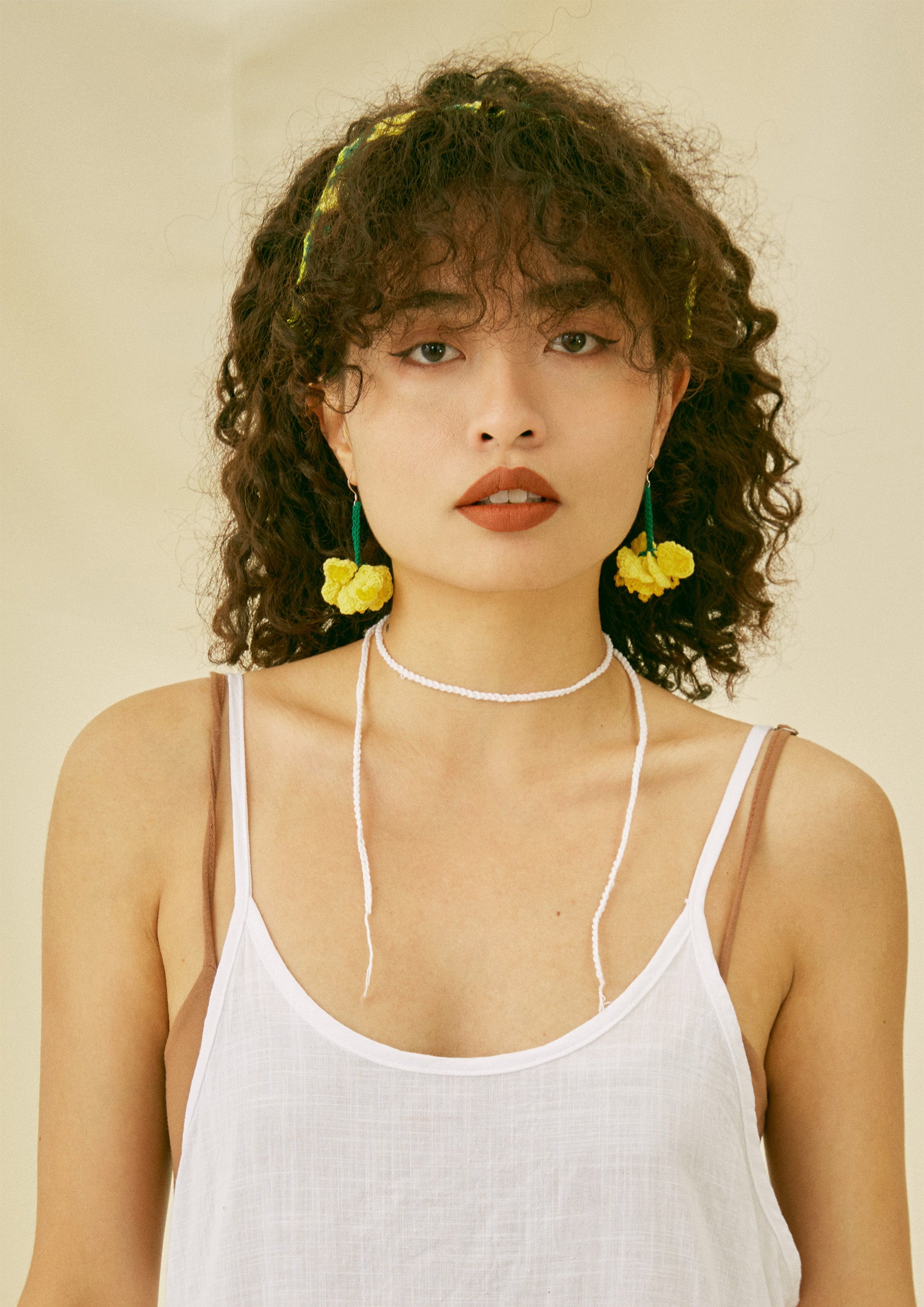 Canola flower crochet earrings - yellow