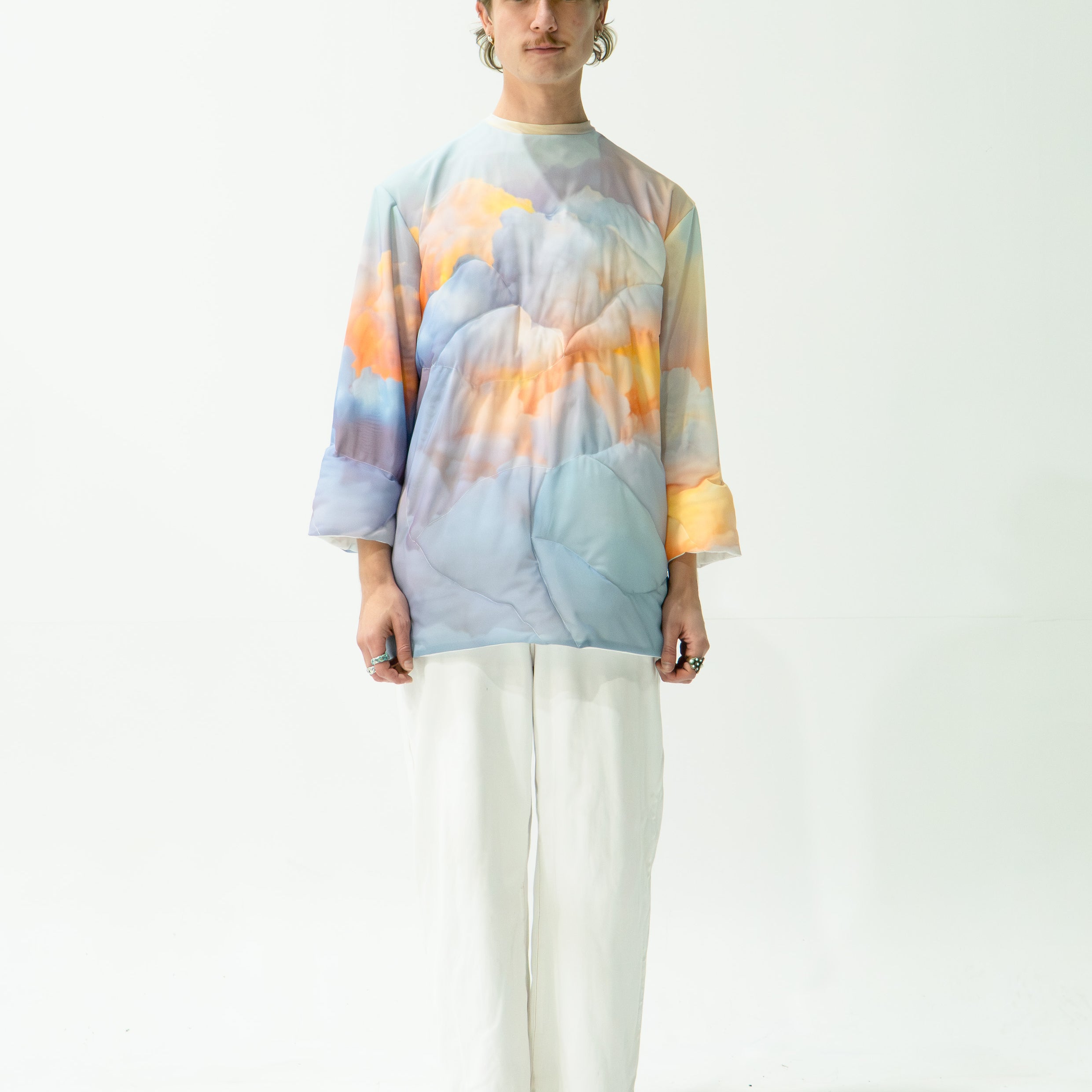 'Clouds' quilted mesh jumper - baby blue