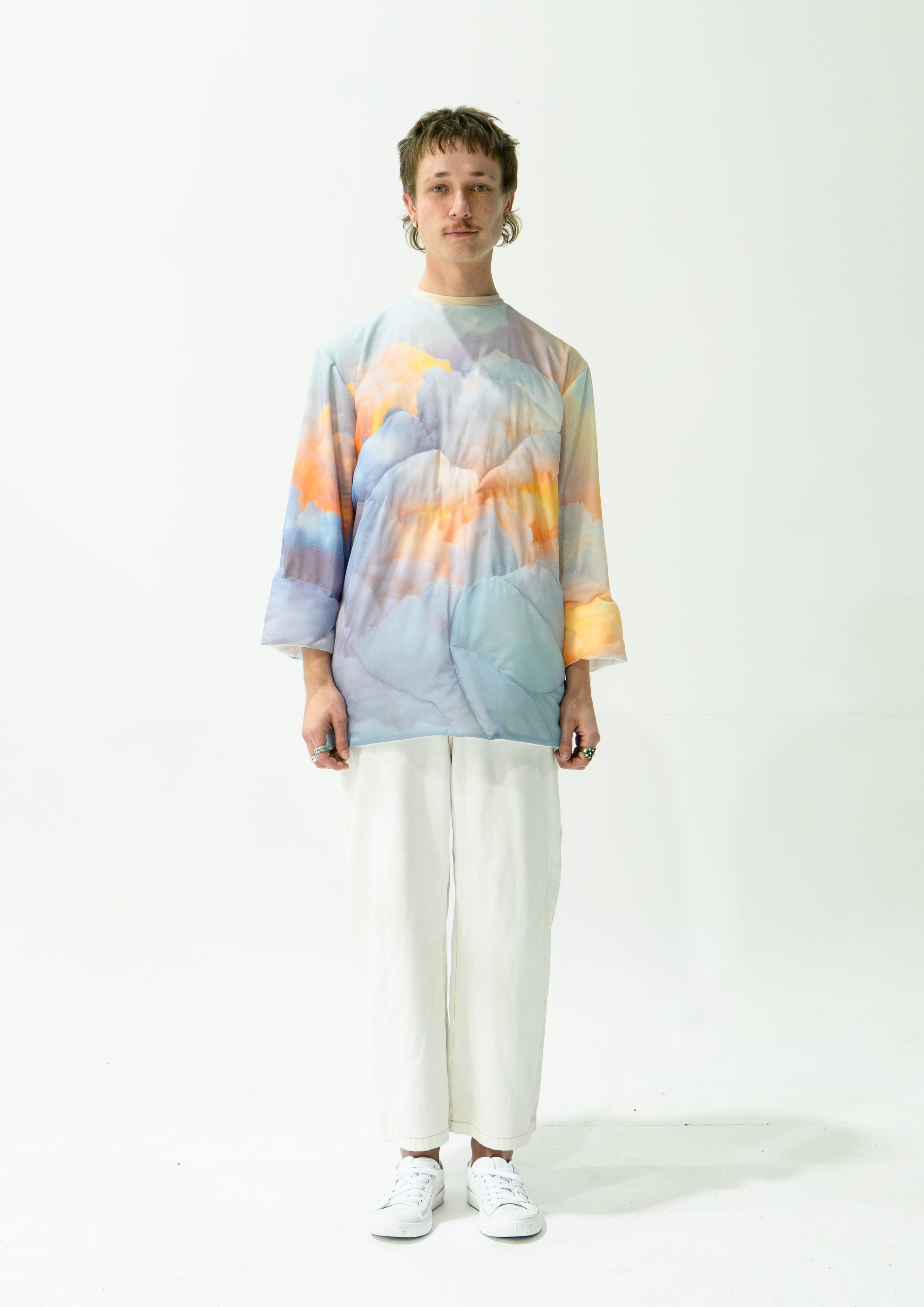'Clouds' quilted mesh jumper - baby blue