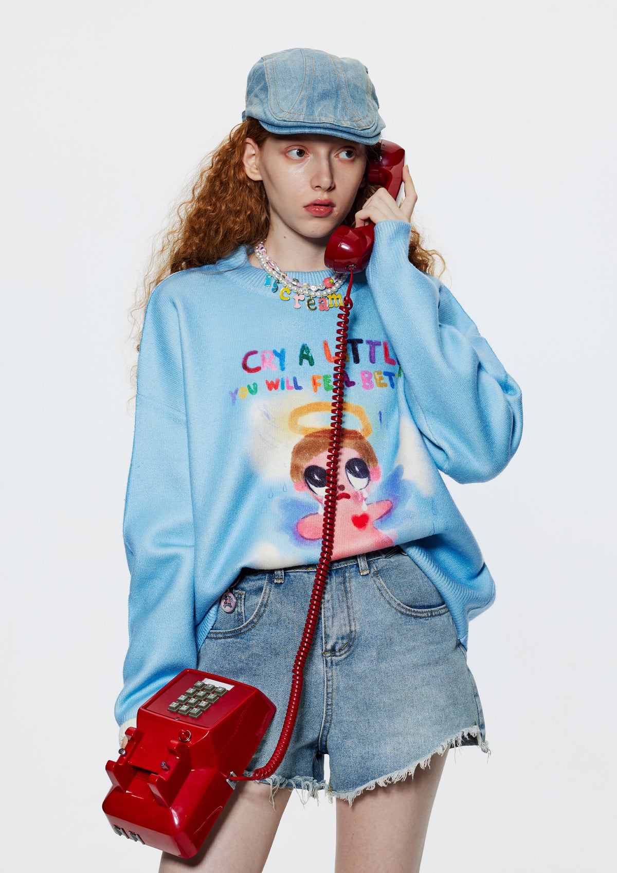 Angel knit jumper - sky blue – Future Fusion Online