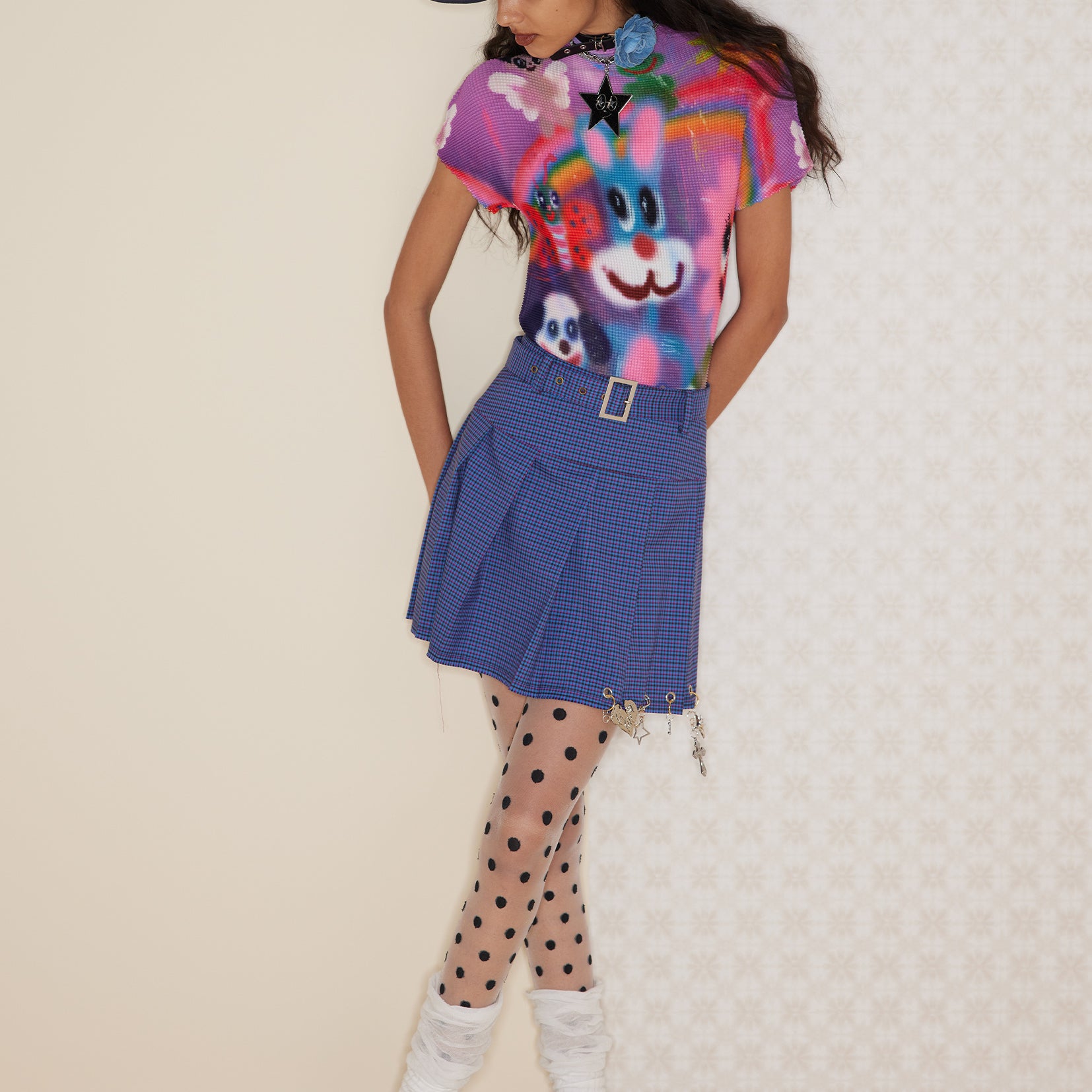 *SAMPLE* Blue bunny crinkle stretch tee - purple
