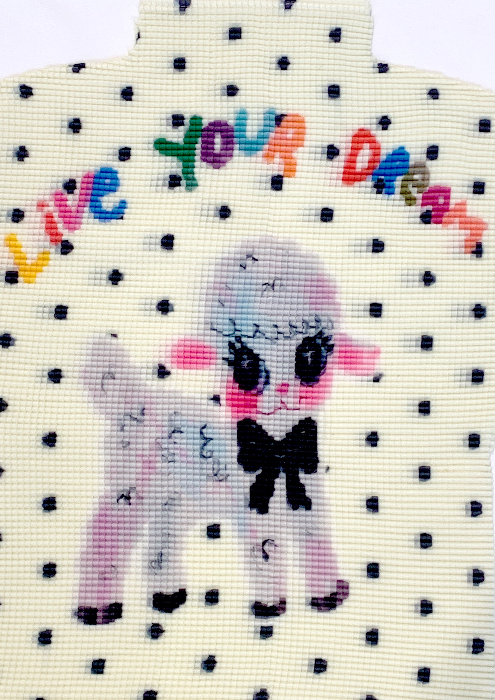 Lamb polka dots crinkle stretch crop tee - off-white