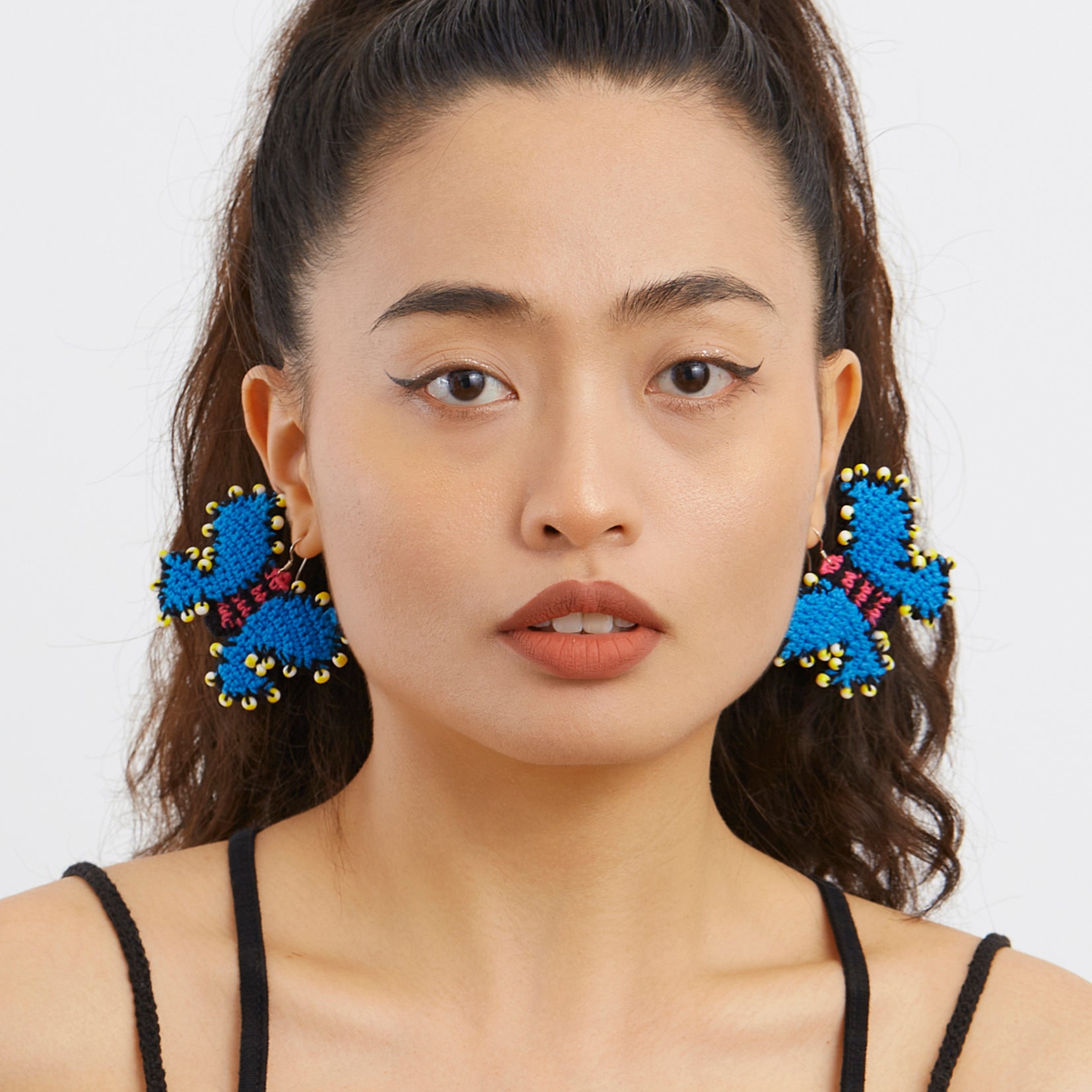 Butterfly crochet earrings - blue