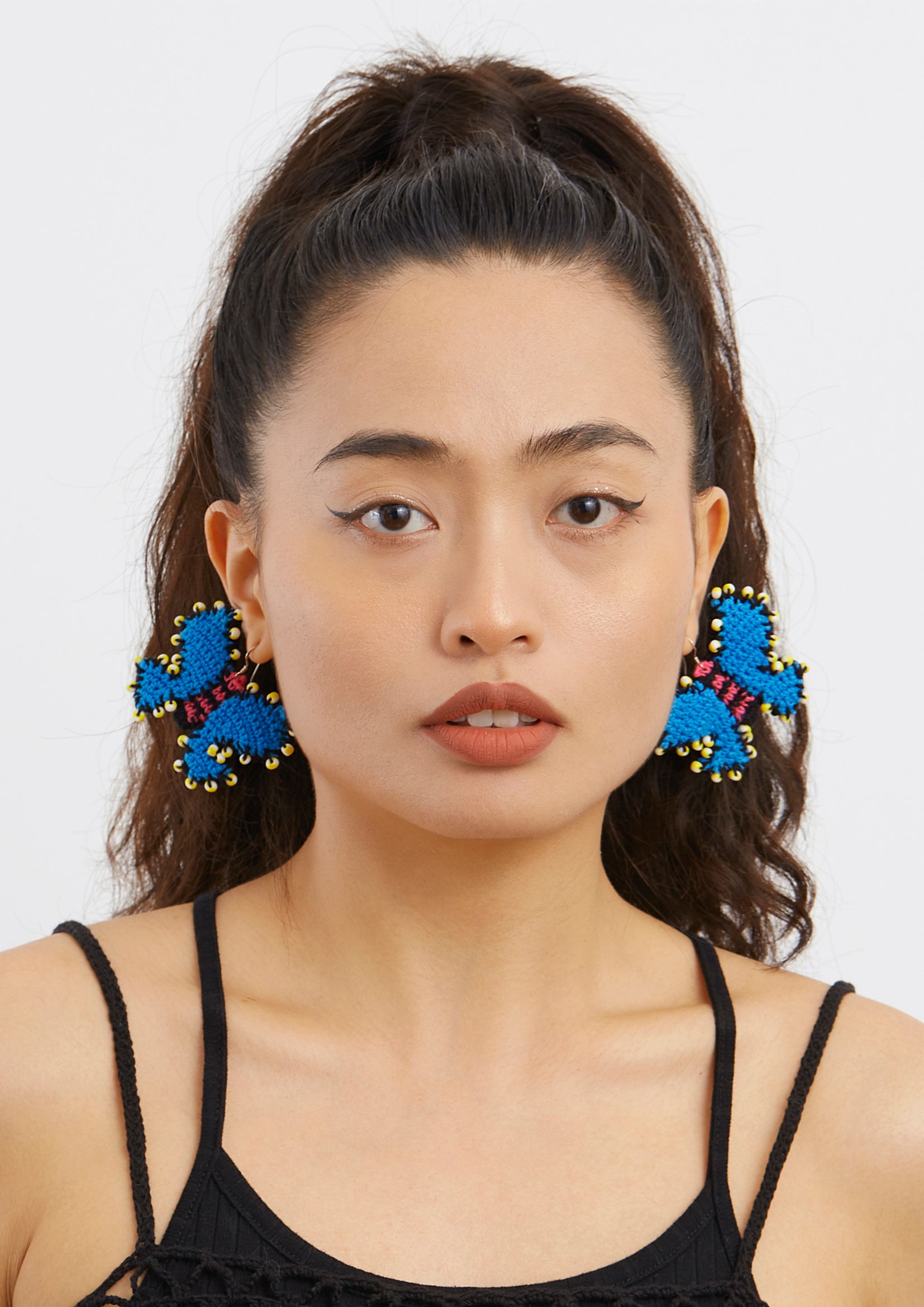 Butterfly crochet earrings - blue