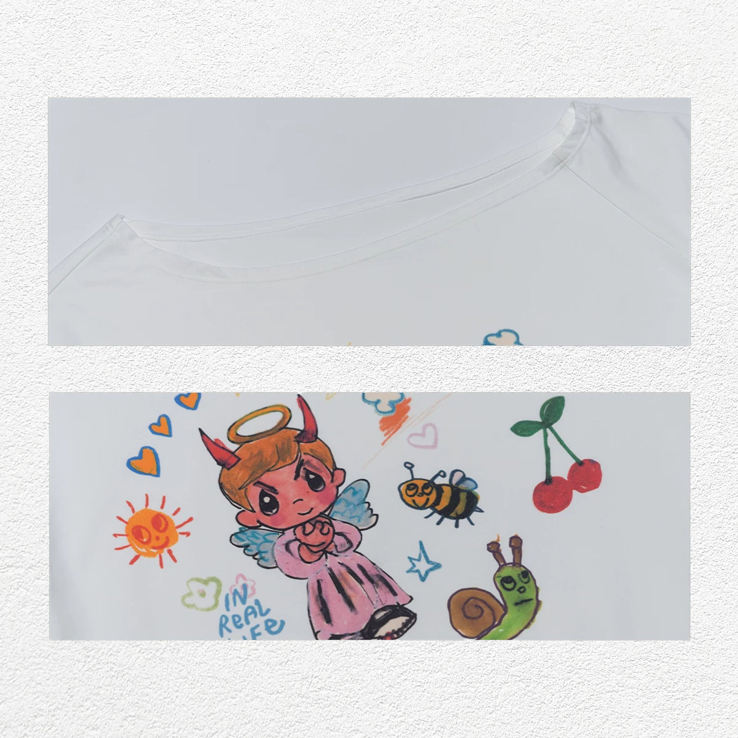 Illustration one-shoulder oversized tee - white