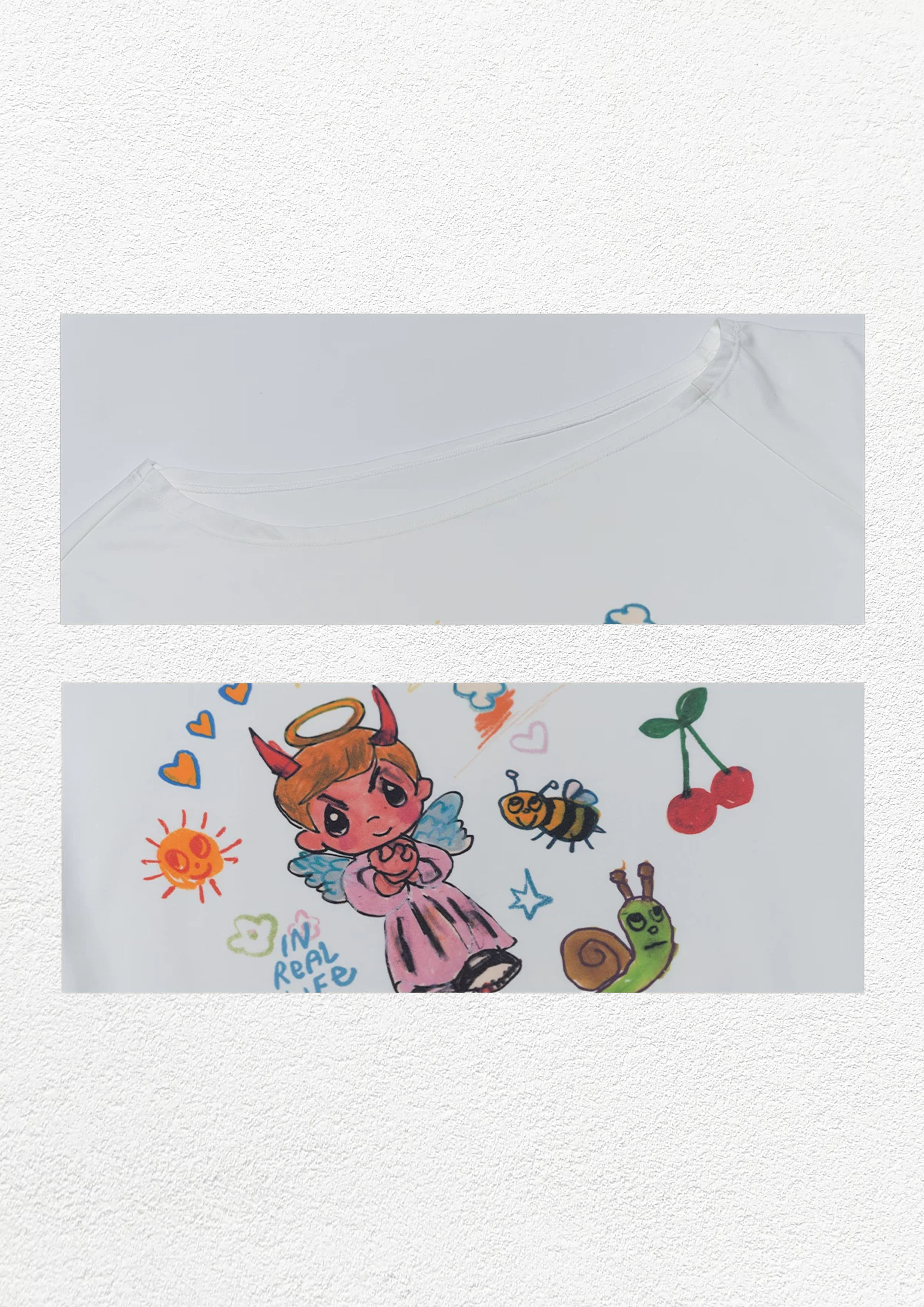 Illustration one-shoulder oversized tee - white
