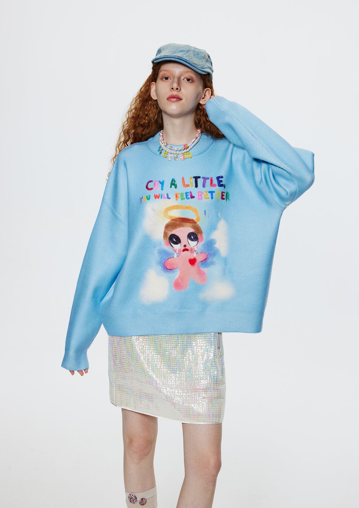Angel knit jumper - sky blue – Future Fusion Online