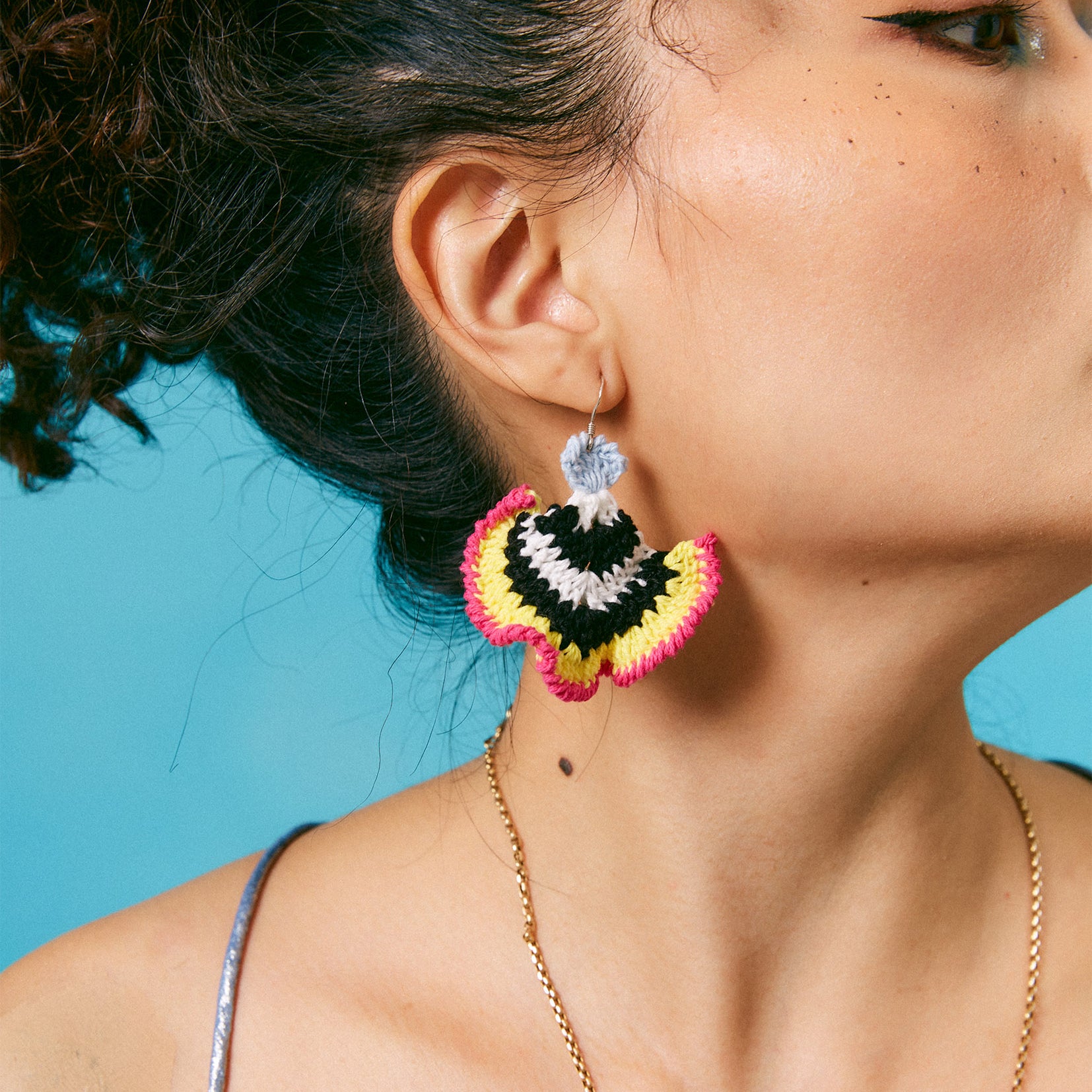 Coral reef crochet earrings - yellow