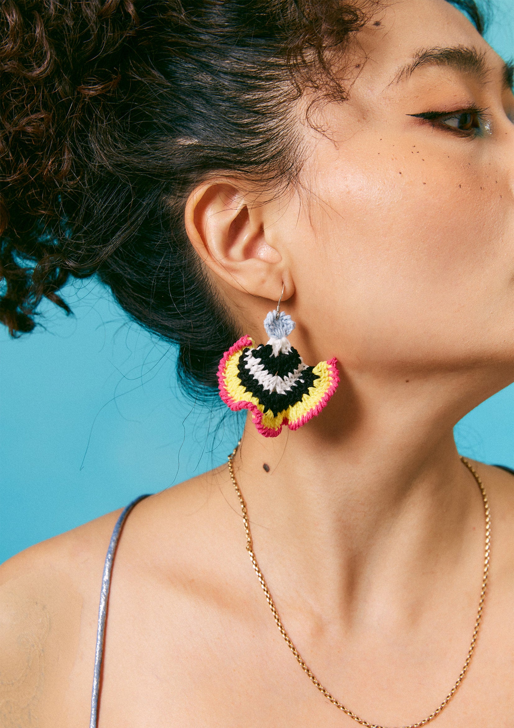 Coral reef crochet earrings - yellow