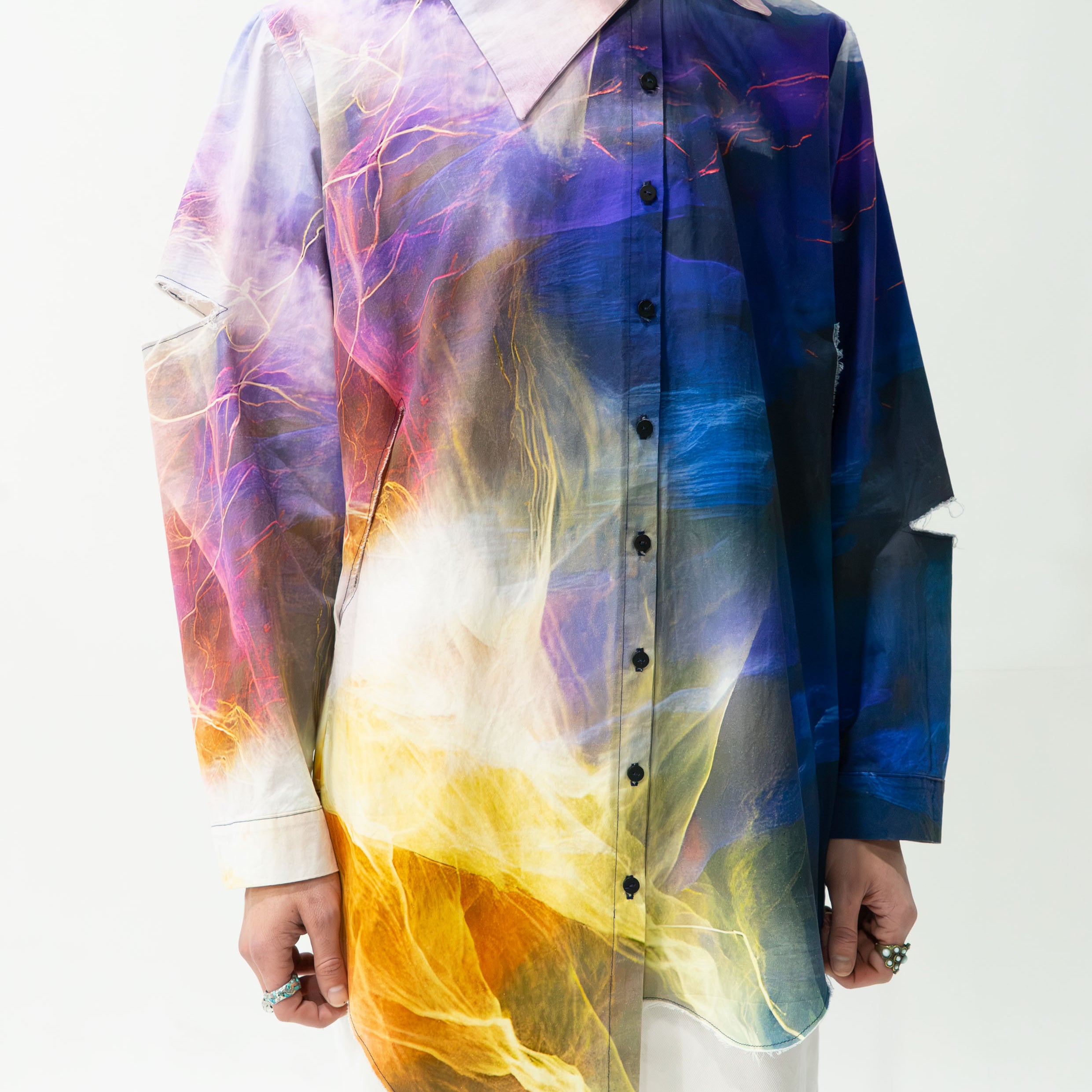 'Thunderstorm' asymmetric shirt - navy