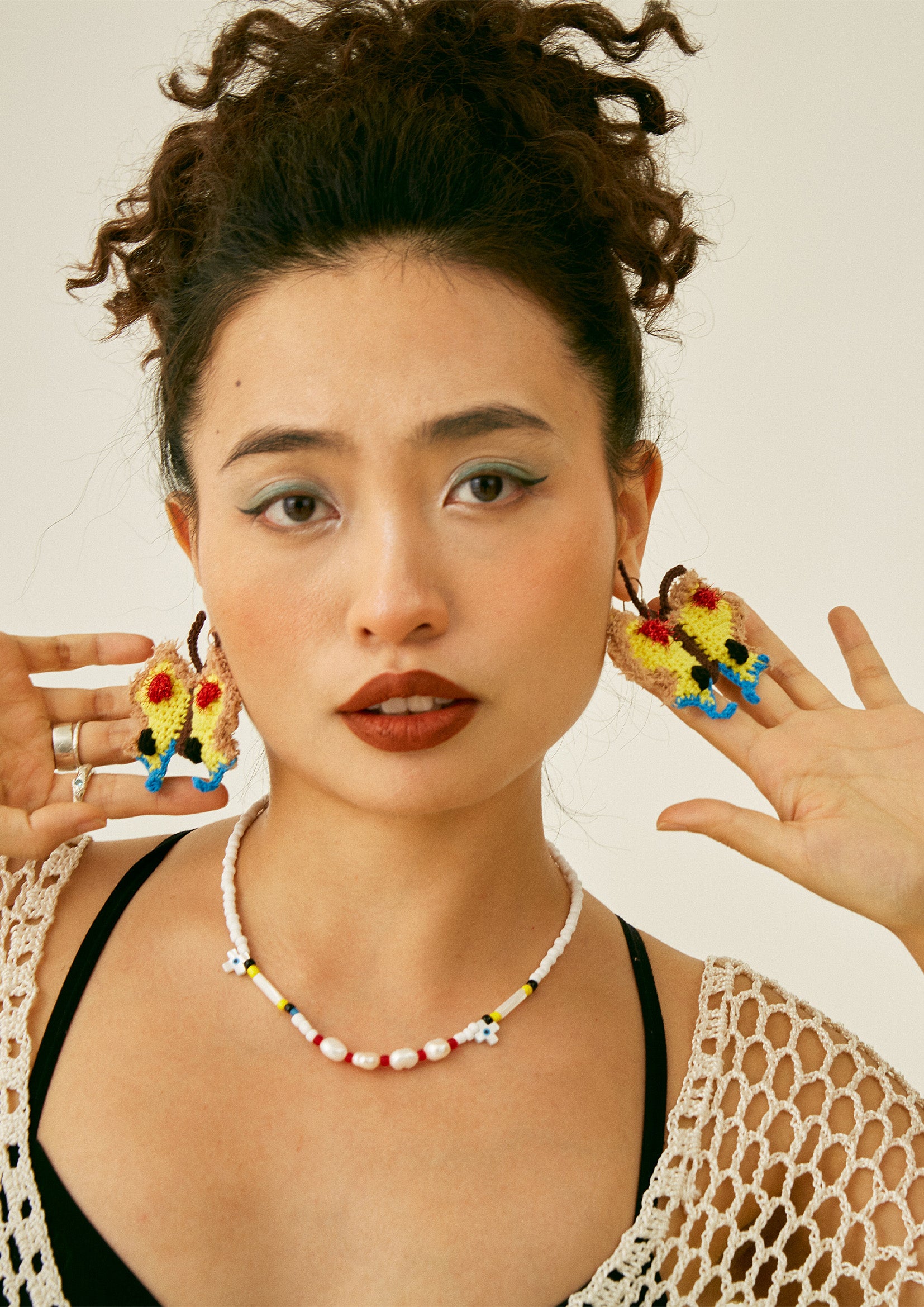 Butterfly crochet earrings - yellow