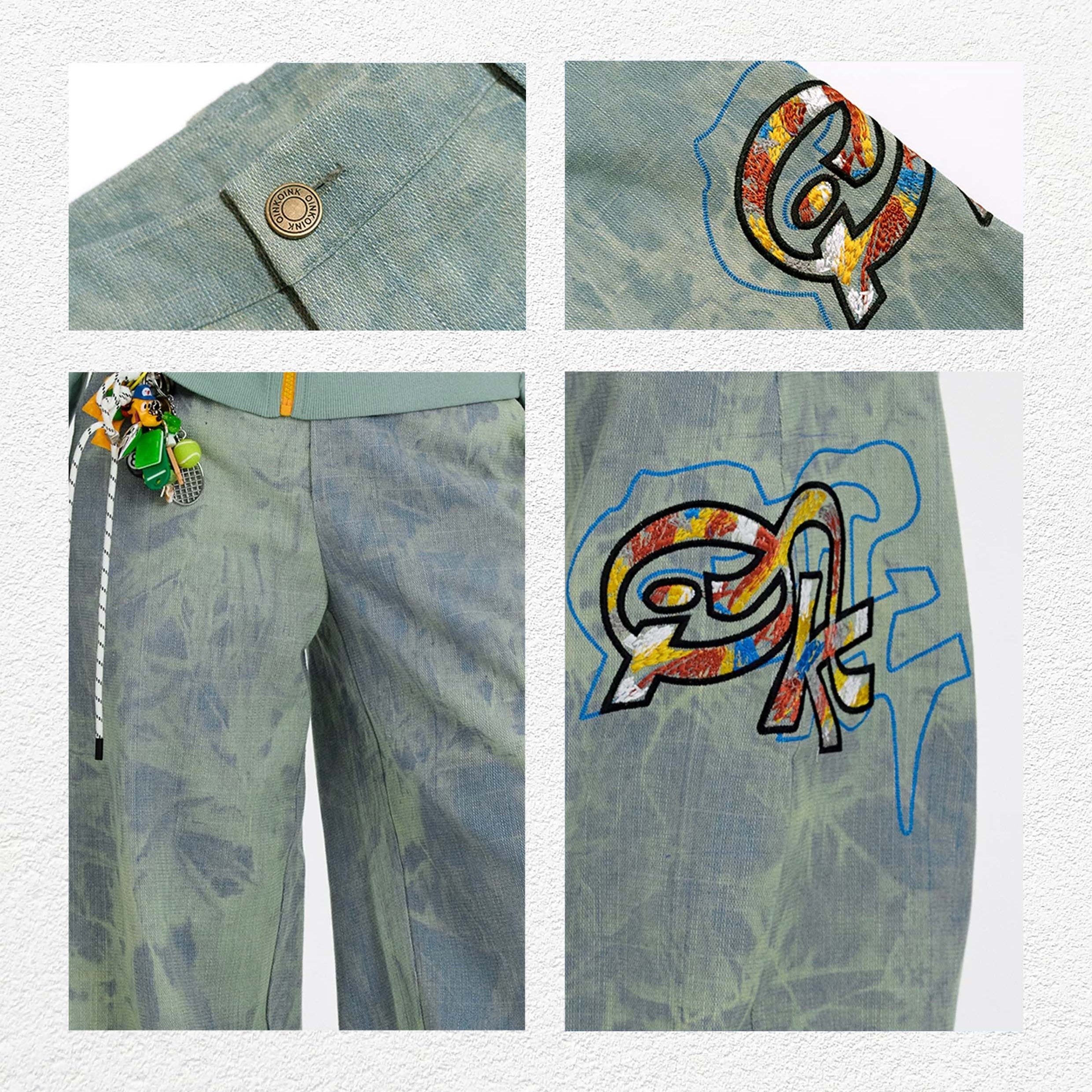 Tie dye bleach baggy barrel jeans - sun-faded blue