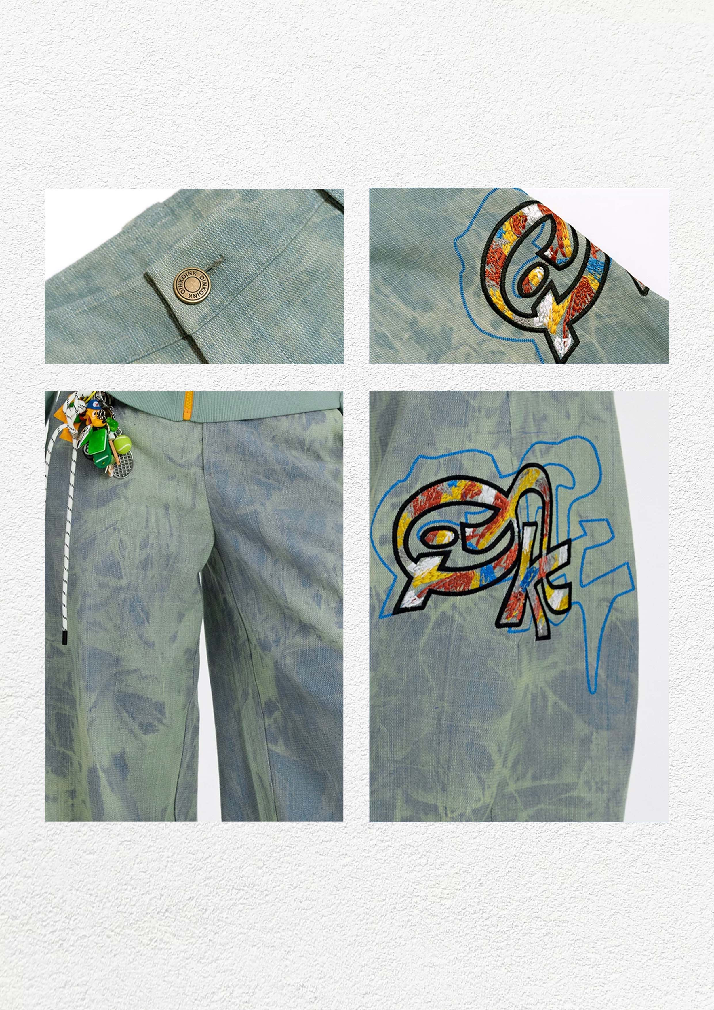 Tie dye bleach baggy barrel jeans - sun-faded blue