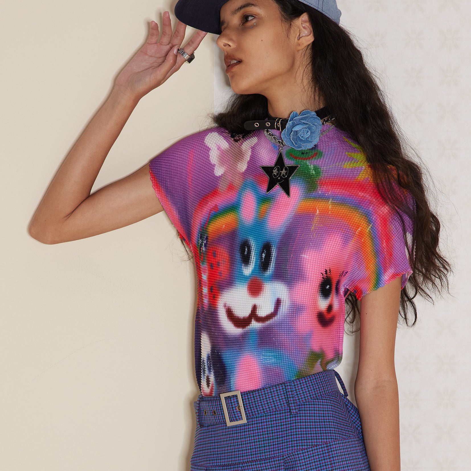 *SAMPLE* Blue bunny crinkle stretch tee - purple