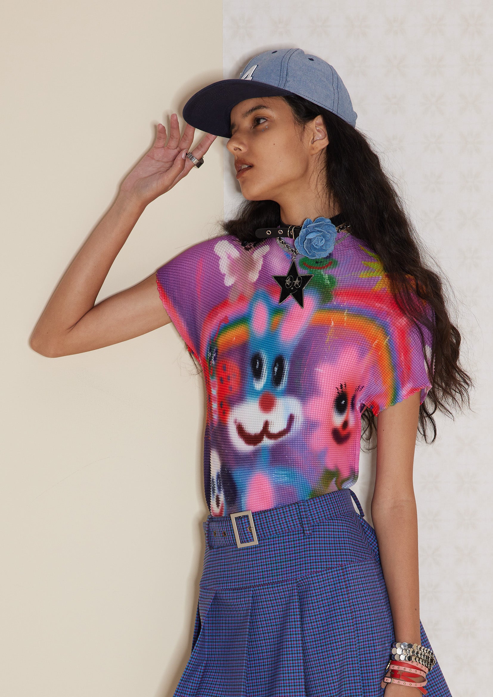*SAMPLE* Blue bunny crinkle stretch tee - purple