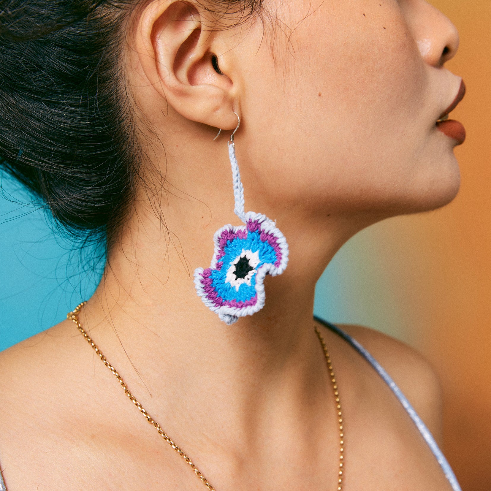 Coral reef crochet earrings - blue