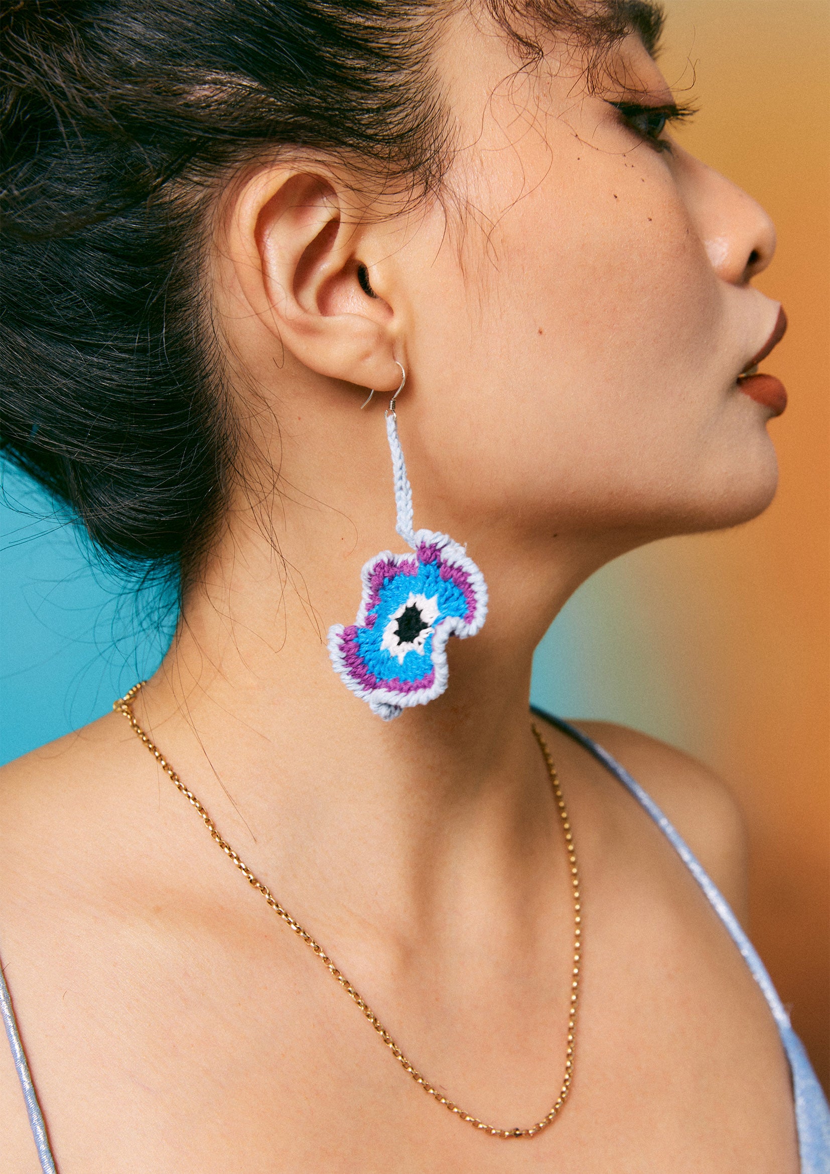 Coral reef crochet earrings - blue