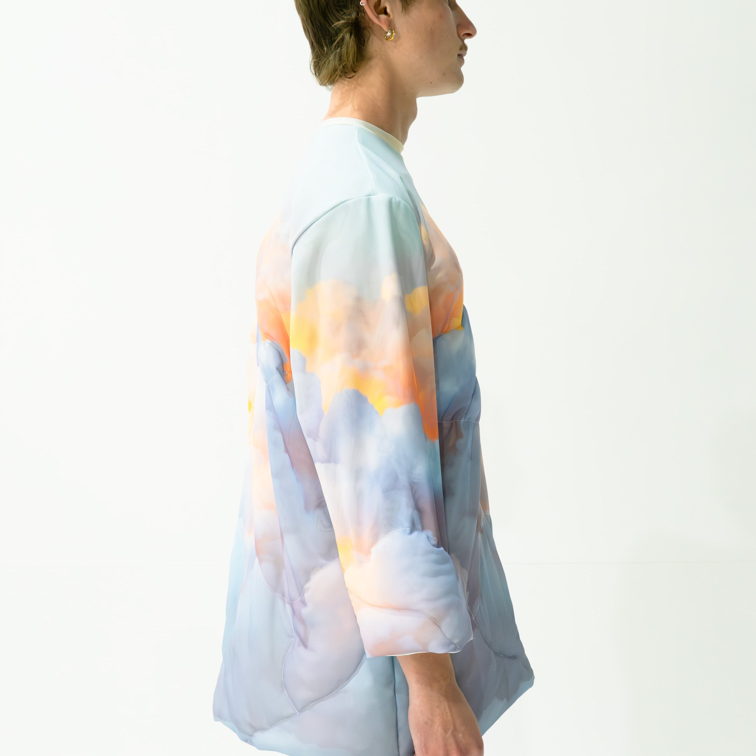 'Clouds' quilted mesh jumper - baby blue