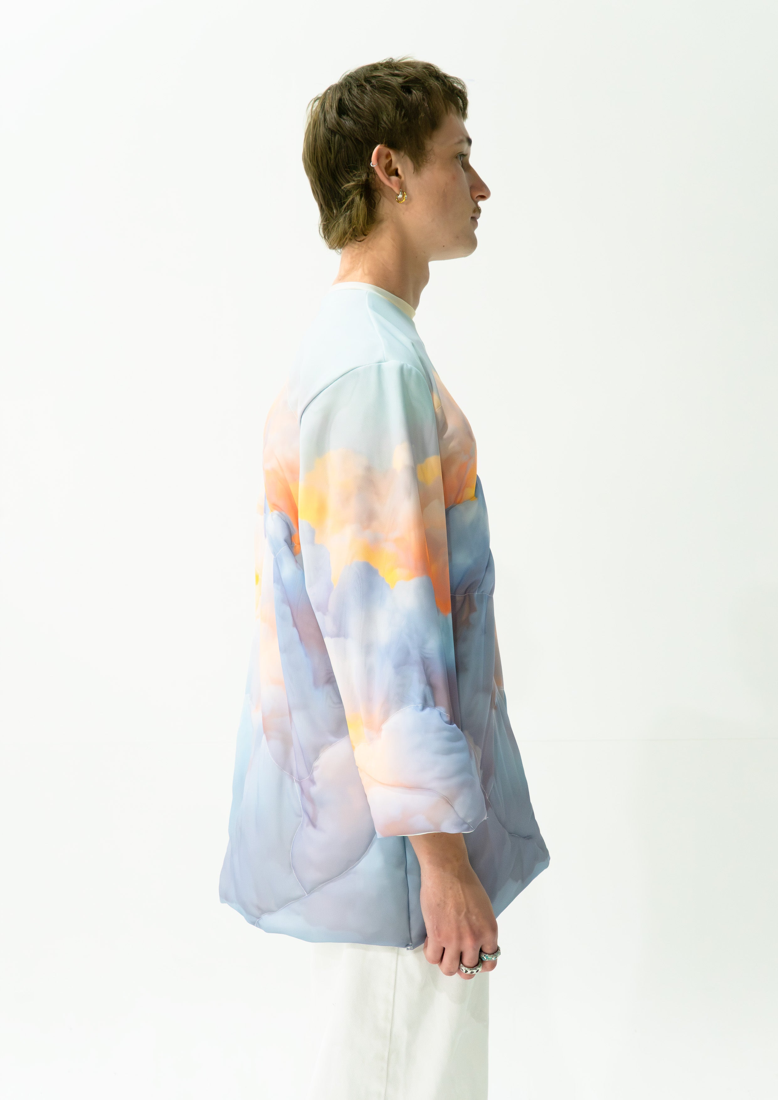 'Clouds' quilted mesh jumper - baby blue