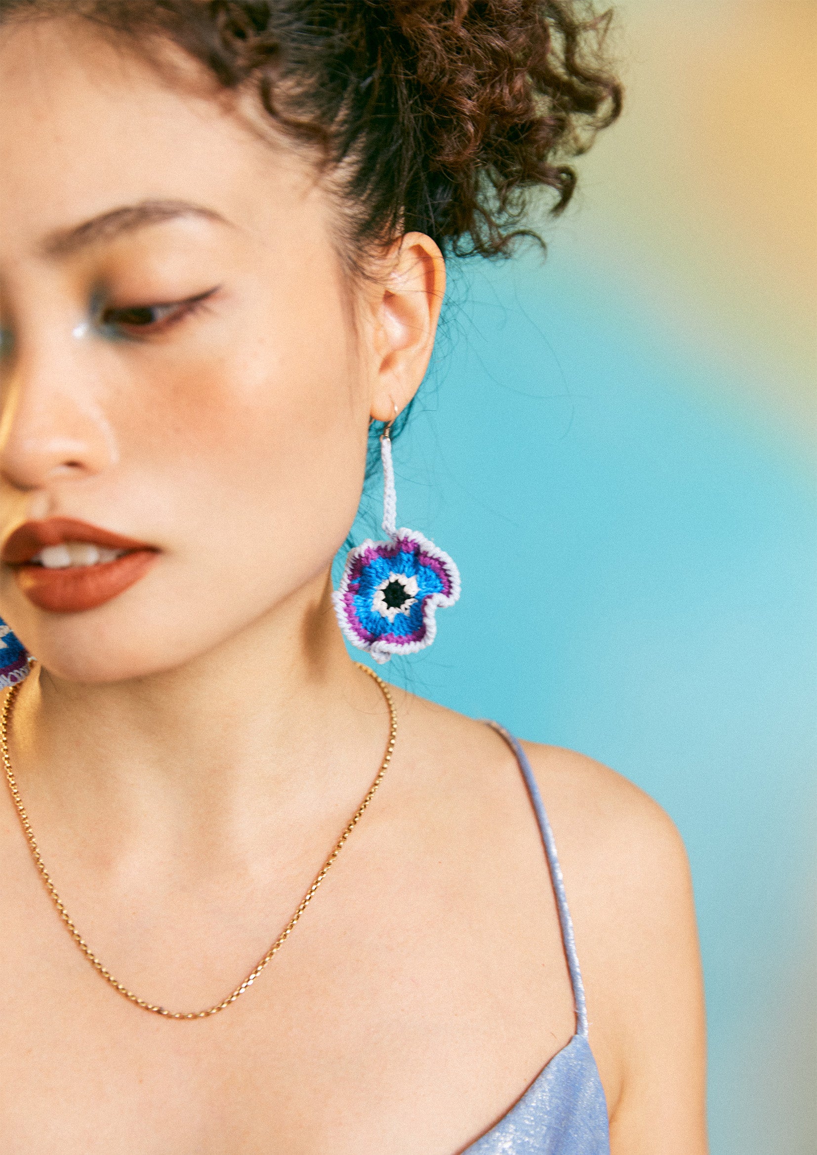 Coral reef crochet earrings - blue