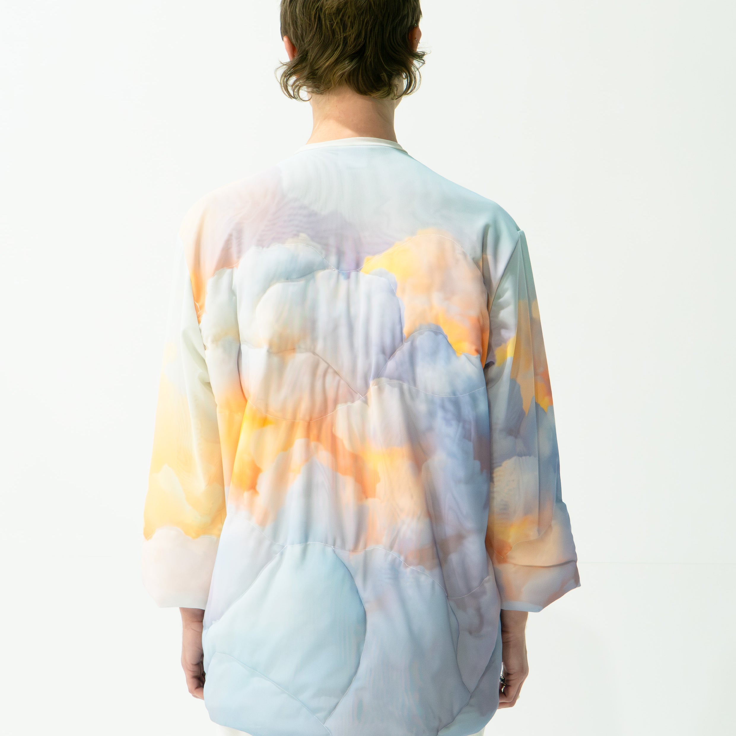 'Clouds' quilted mesh jumper - baby blue