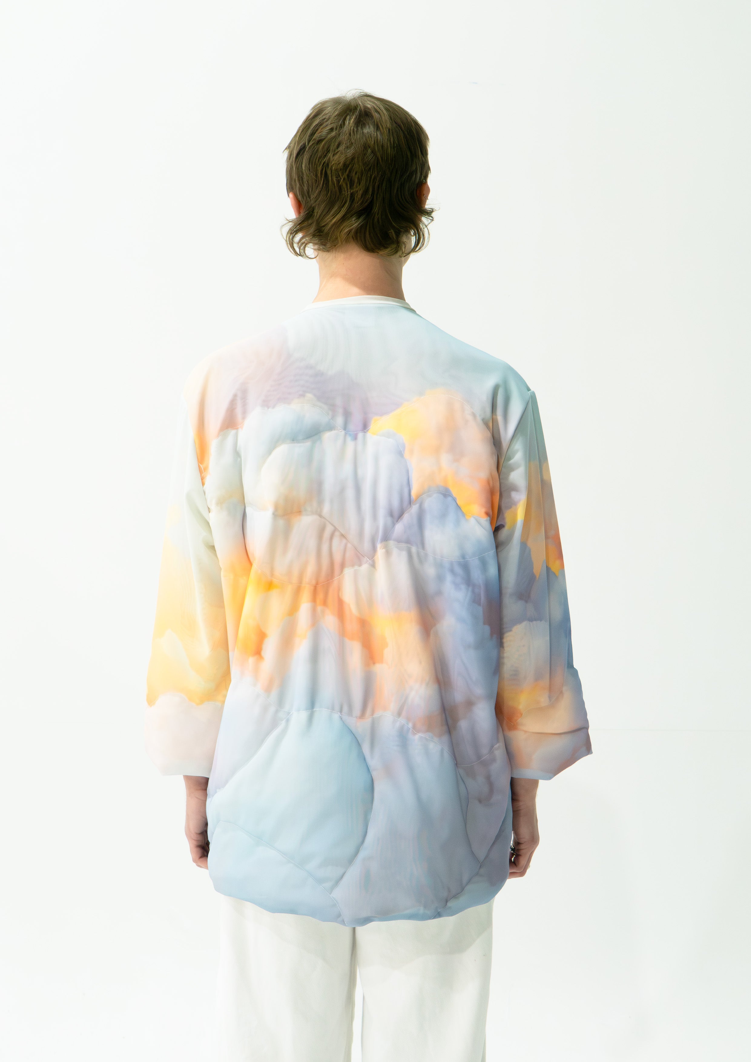 'Clouds' quilted mesh jumper - baby blue