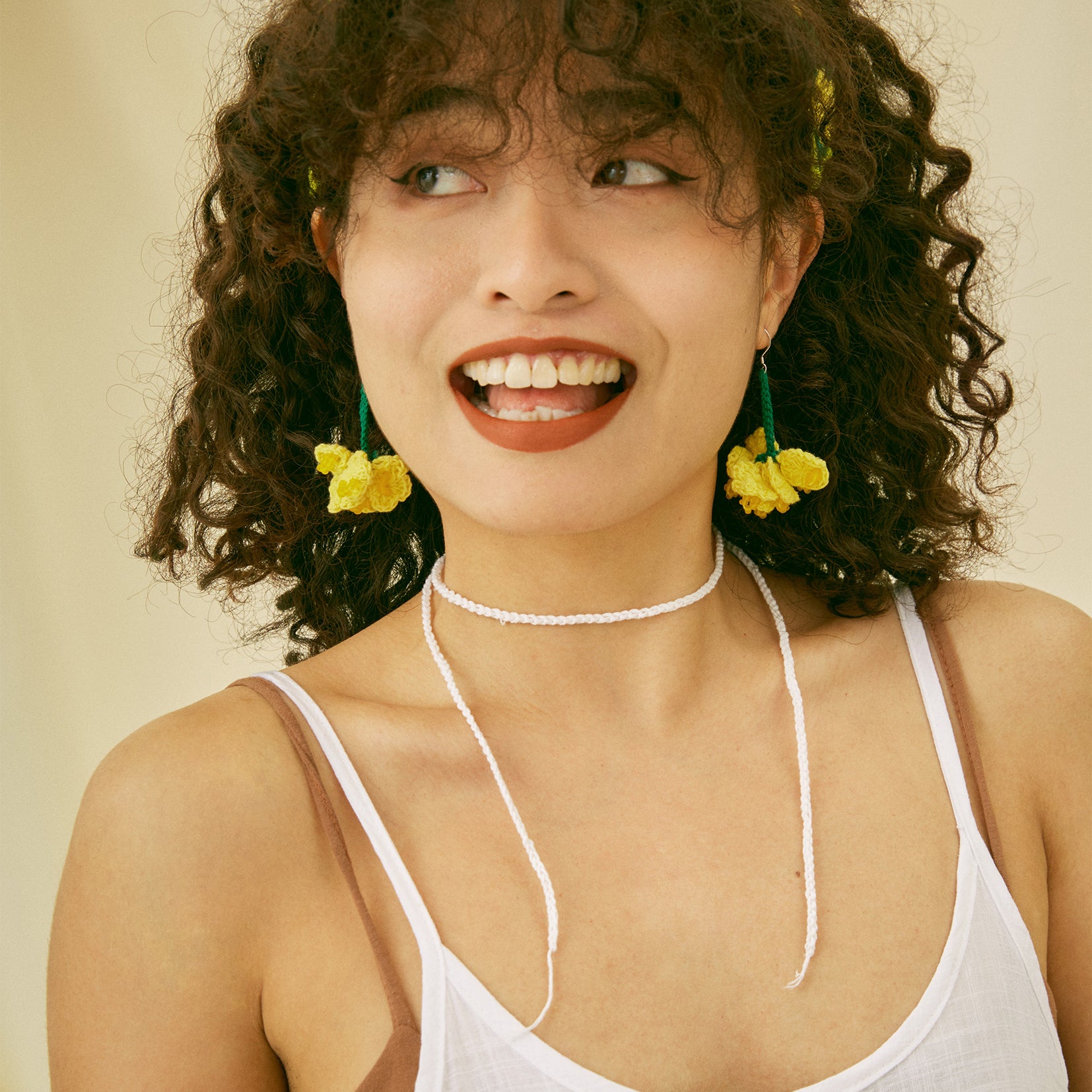 Canola flower crochet earrings - yellow