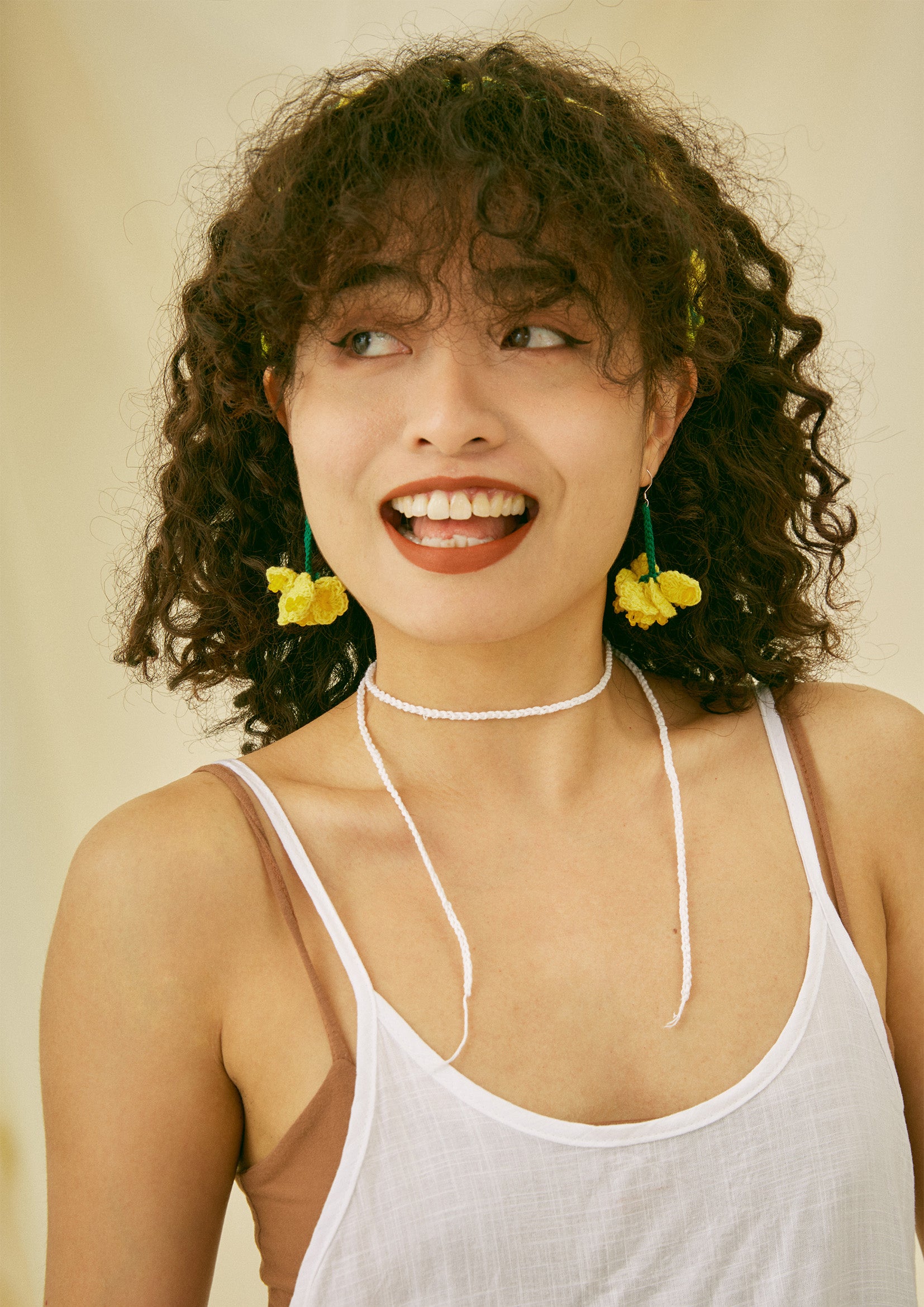 Canola flower crochet earrings - yellow