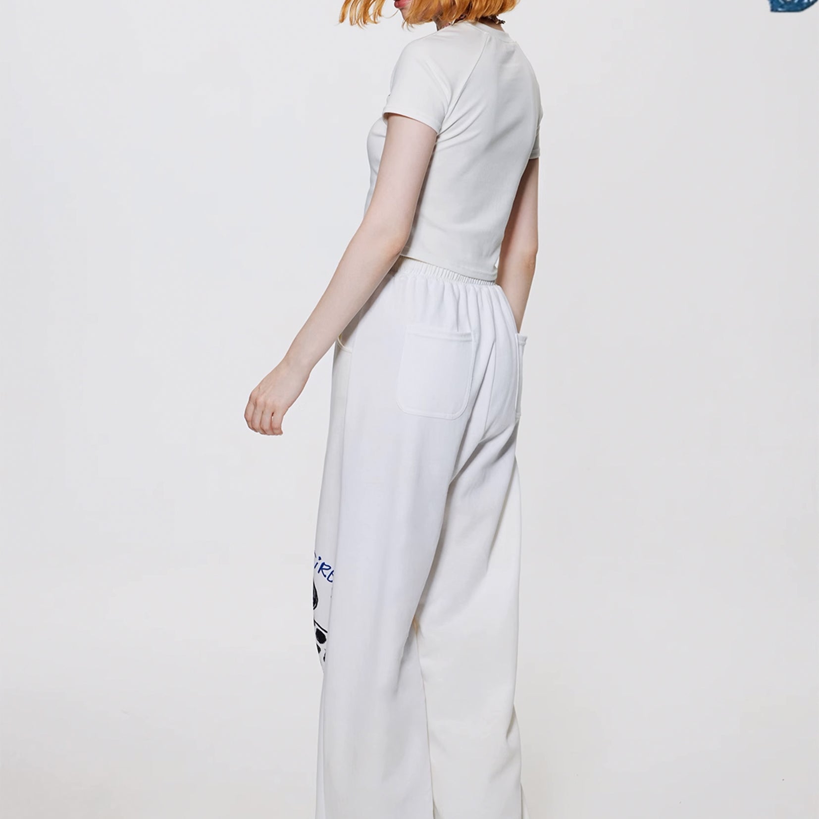 Illustration wide leg pants - white