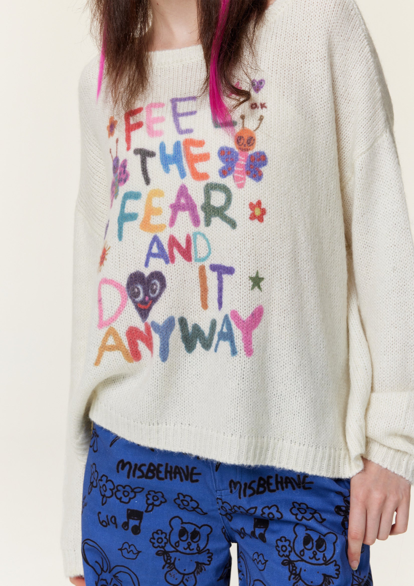 Typography wool knit jumper off white Future Fusion Online
